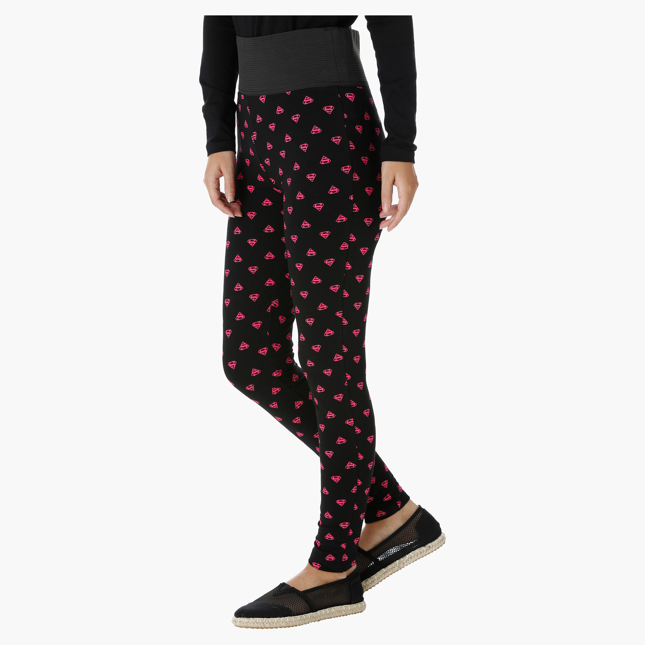 Superman Printed Pants with Elastic Waistband-women-clothing-bottoms-leggings-image-3