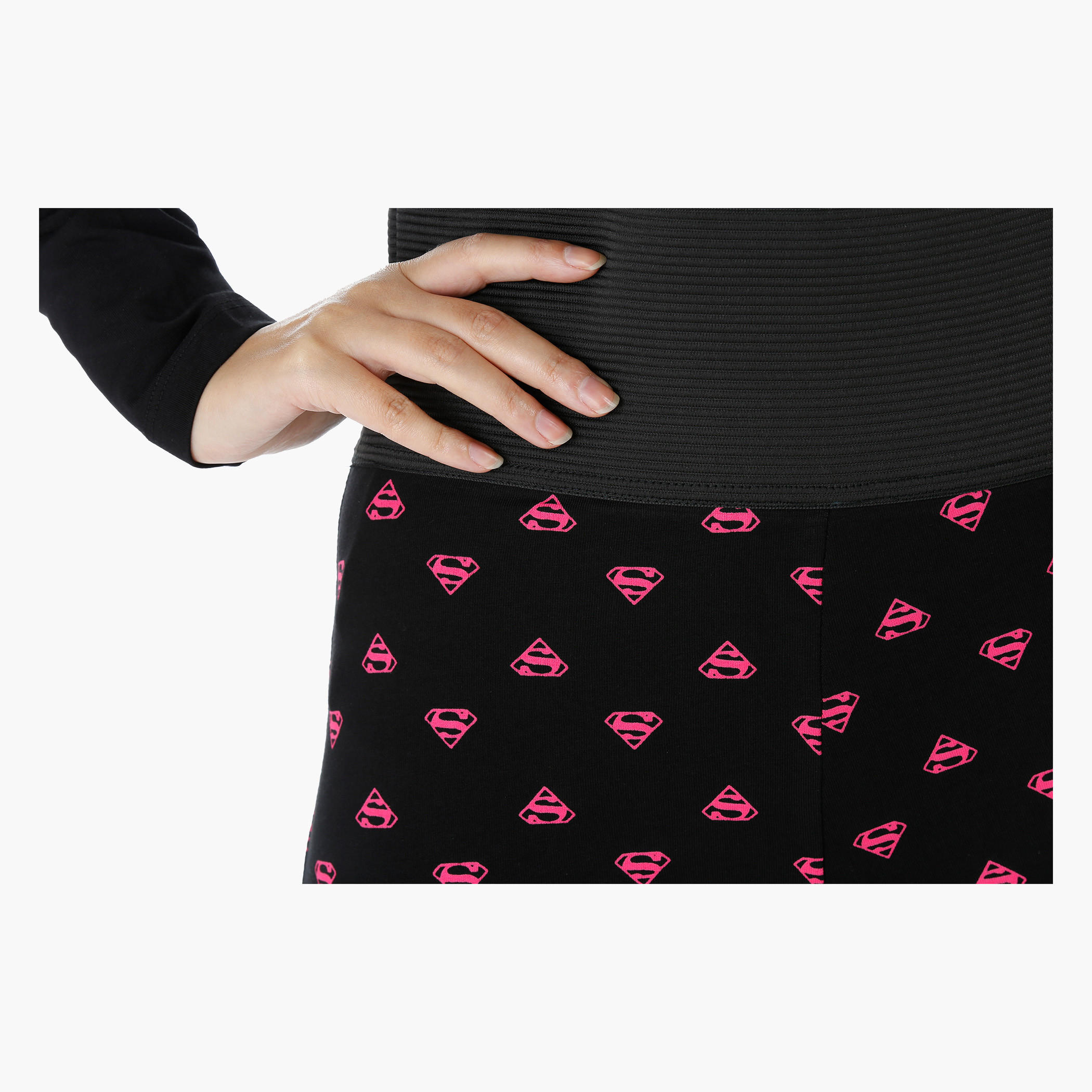 Superman Printed Pants with Elastic Waistband-women-clothing-bottoms-leggings-image-4