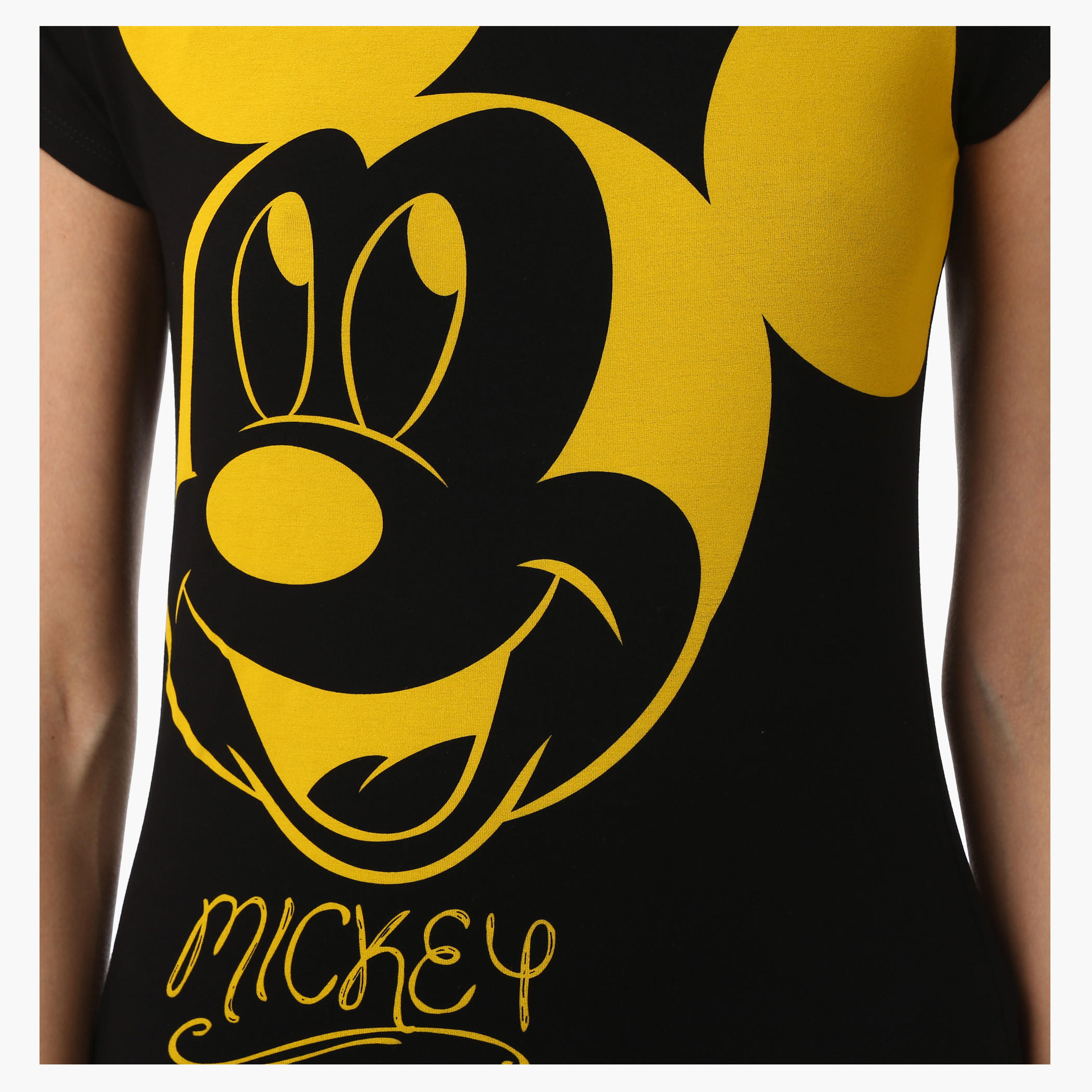 Basic Mickey Mouse Print T-Shirt with Half Sleeves-women-clothing-tshirts-image-4
