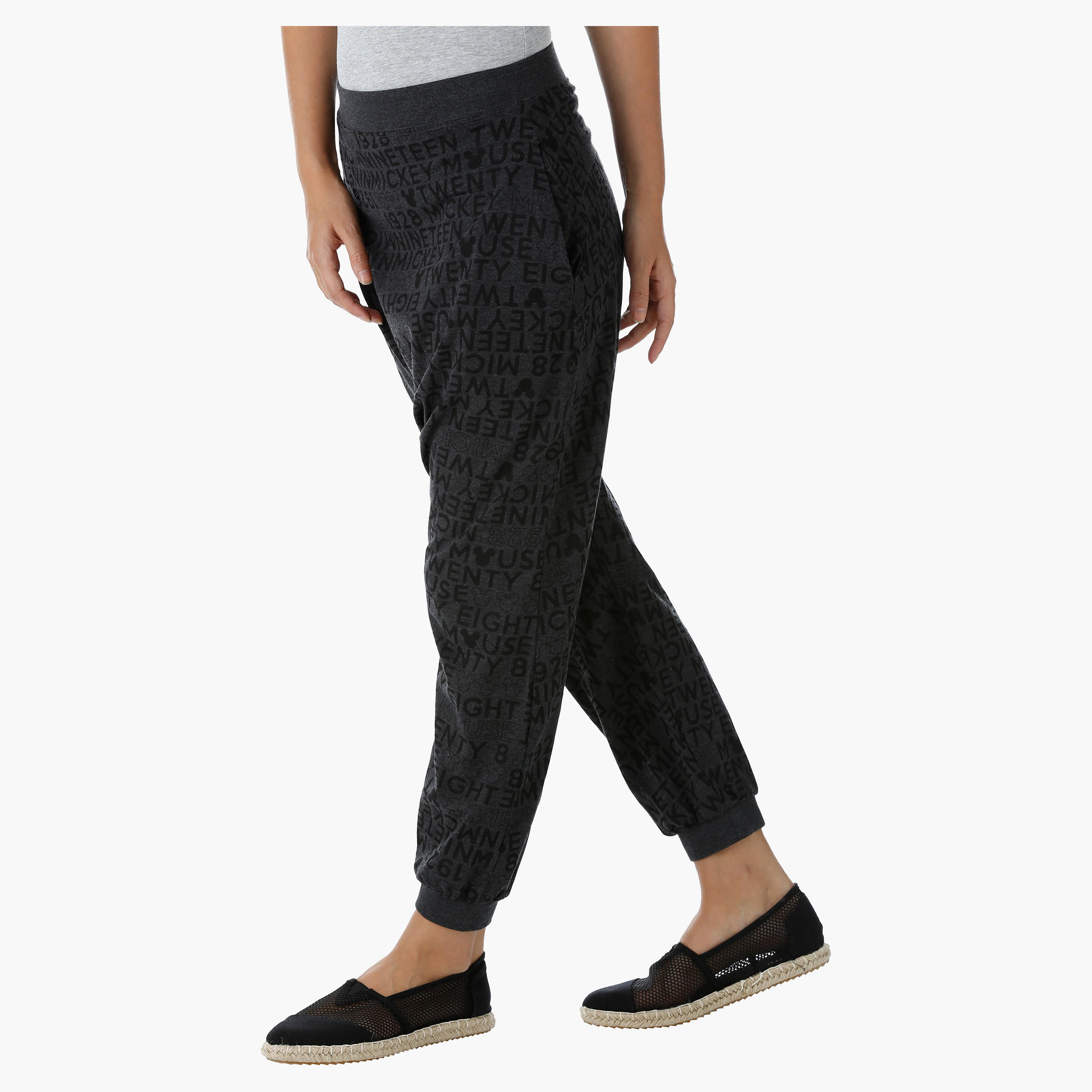 Mickey Mouse Printed Pants with Elastic Waistband-women-clothing-bottoms-joggers-image-3