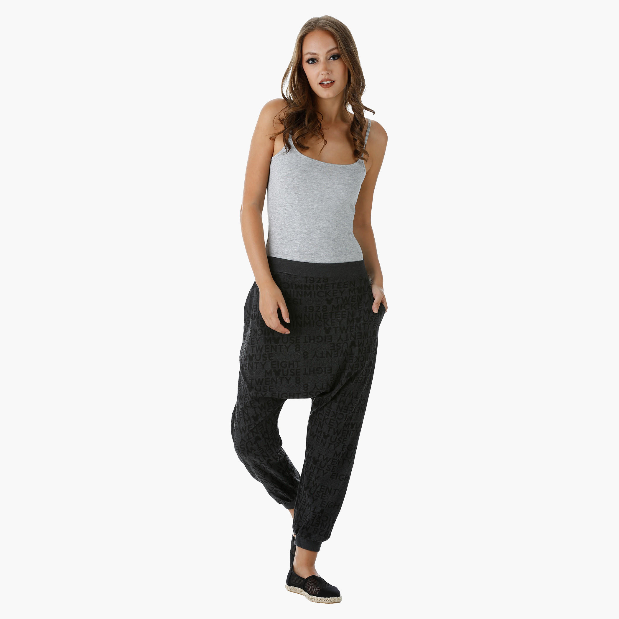 Mickey Mouse Printed Pants with Elastic Waistband-women-clothing-bottoms-joggers-image-5