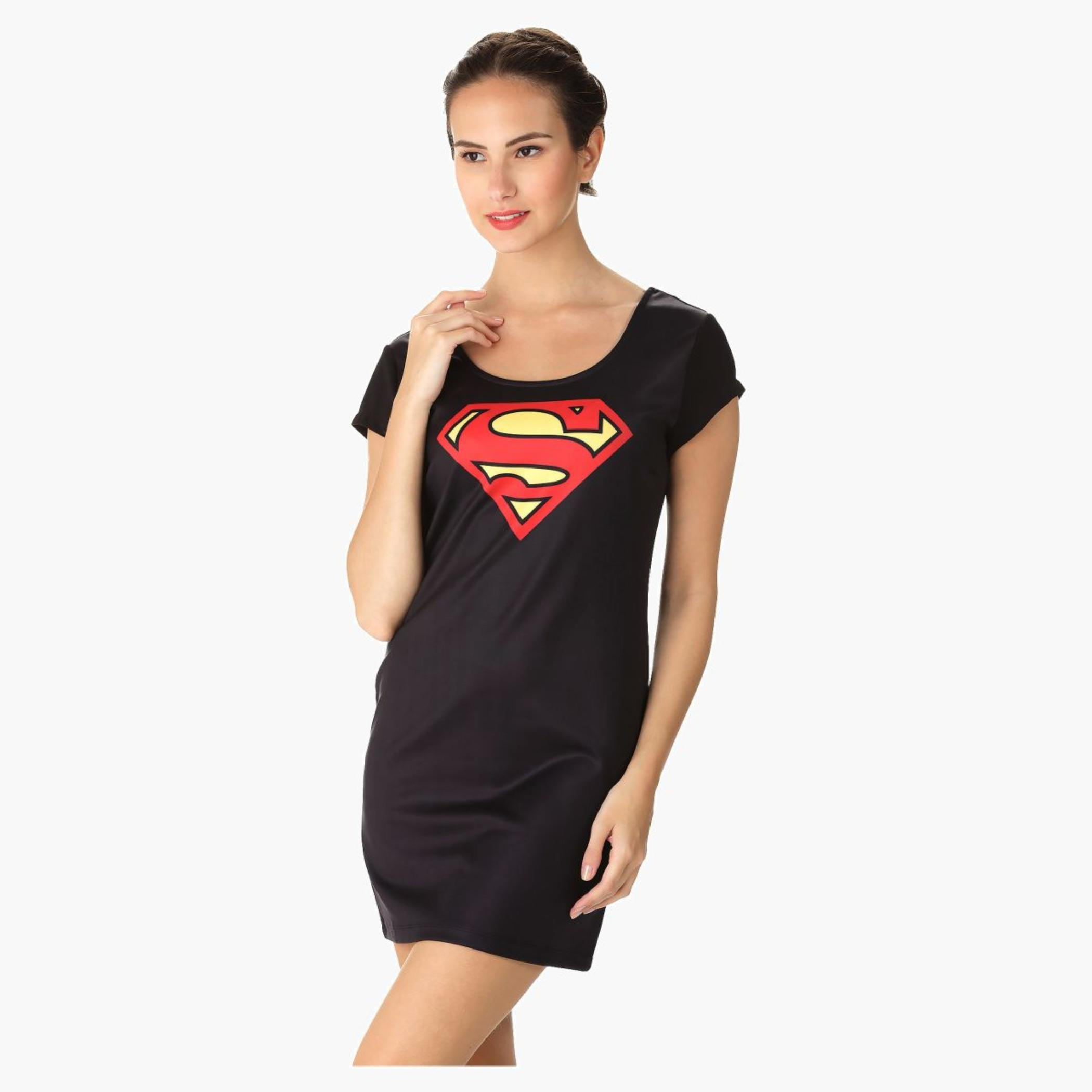 Printed Dress With Superman Logo-women-clothing-dresses-image-1