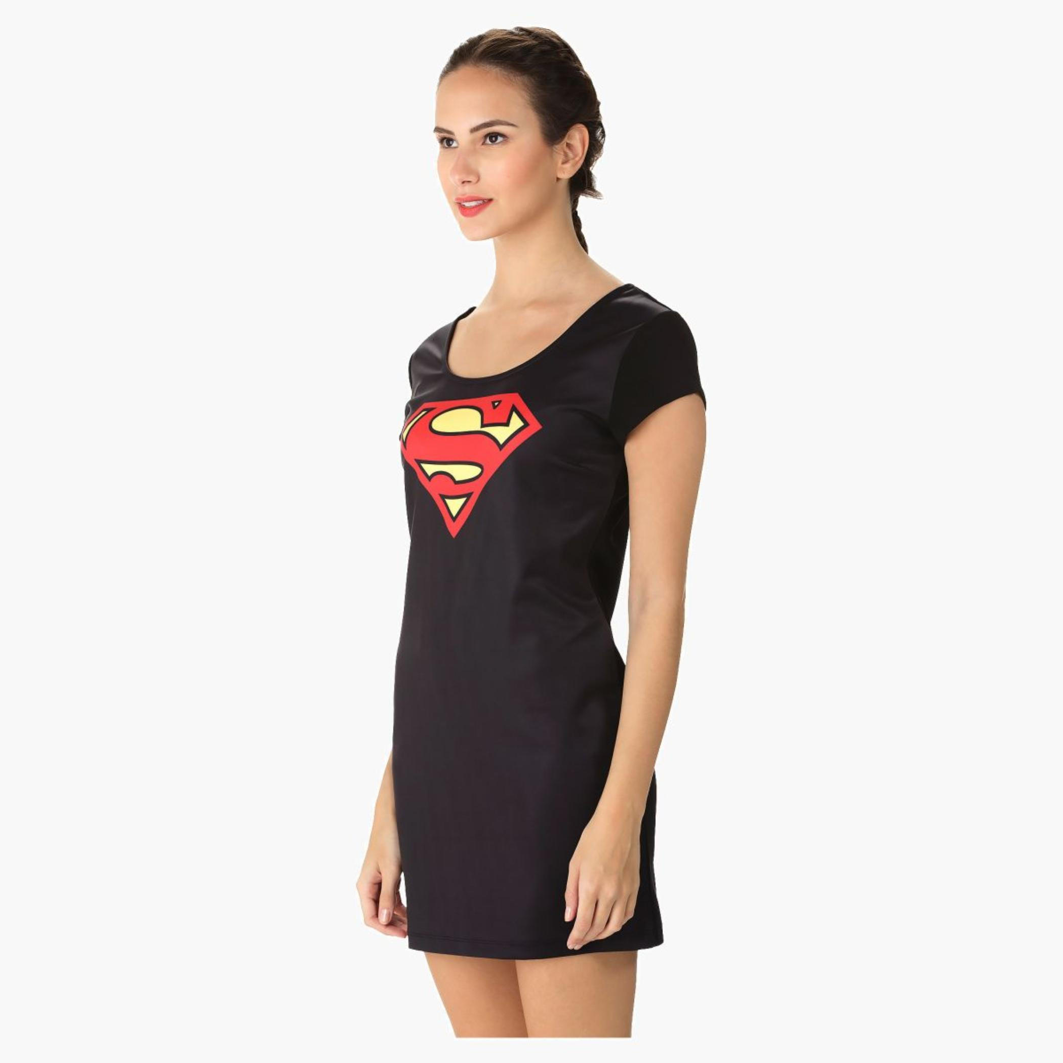 Printed Dress With Superman Logo-women-clothing-dresses-image-3