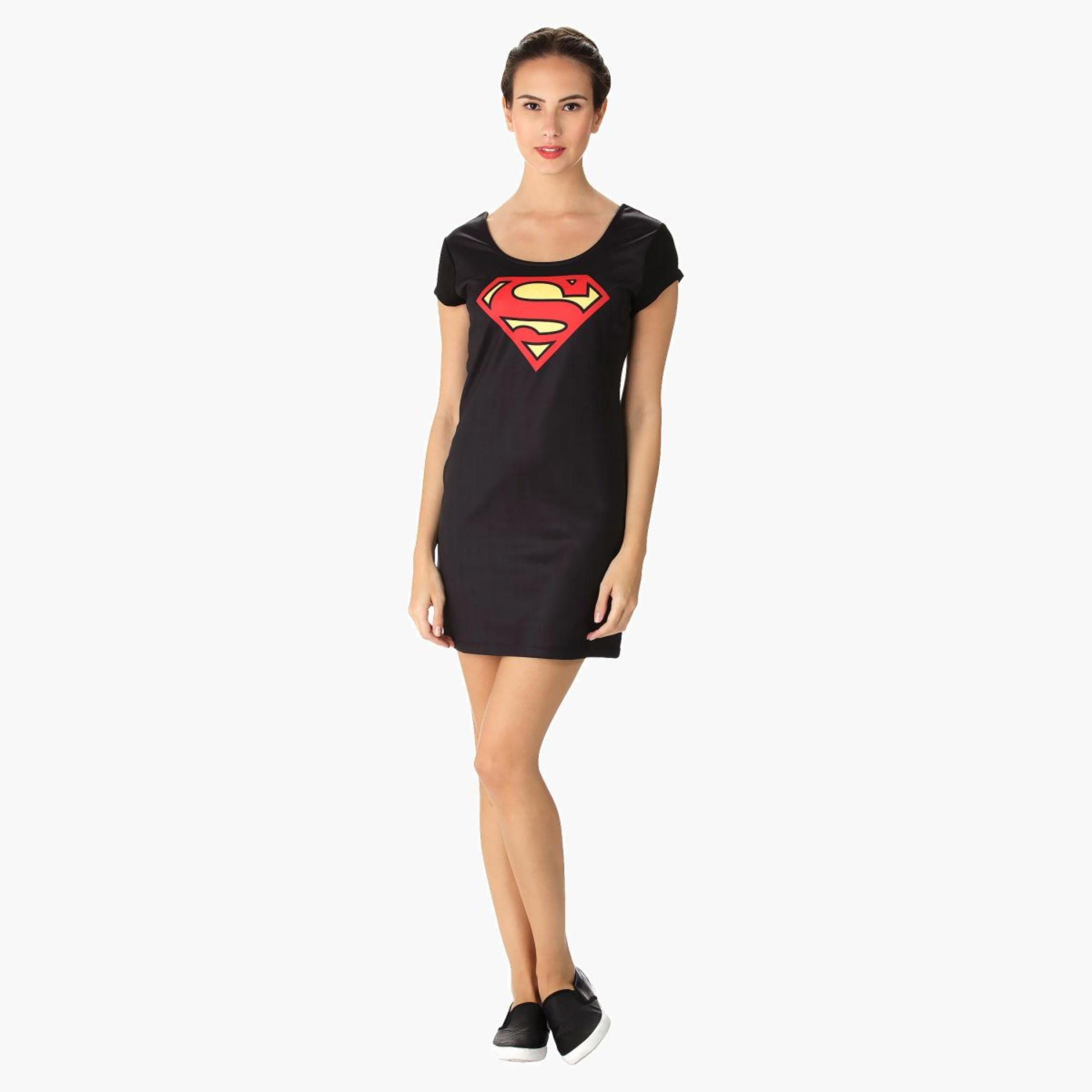 Printed Dress With Superman Logo-women-clothing-dresses-image-5