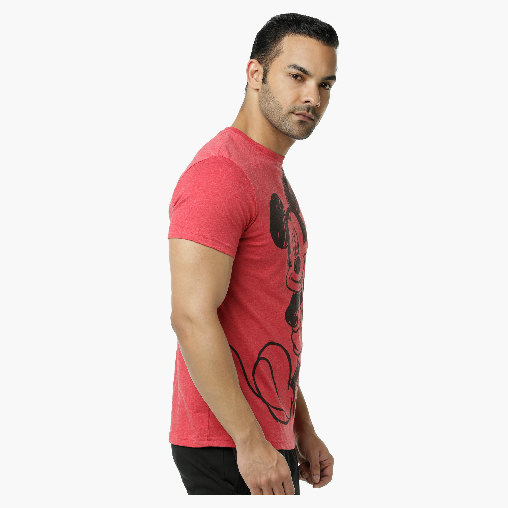 Mickey Mouse Printed Crew Neck T-Shirt with Short Sleeves-men-clothing-tshirtsandpolos-tshirts-image-3