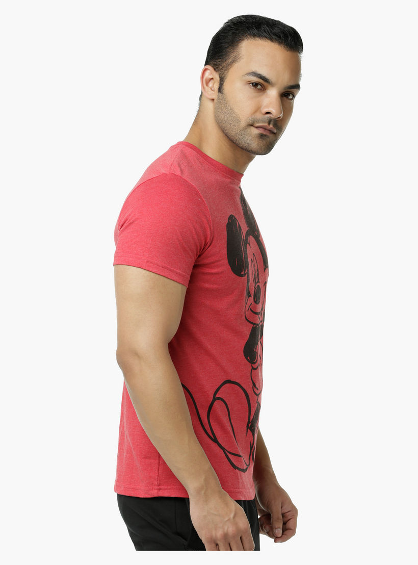 Mickey Mouse Printed Crew Neck T-Shirt with Short Sleeves-men-clothing-tshirtsandpolos-tshirts-image-3