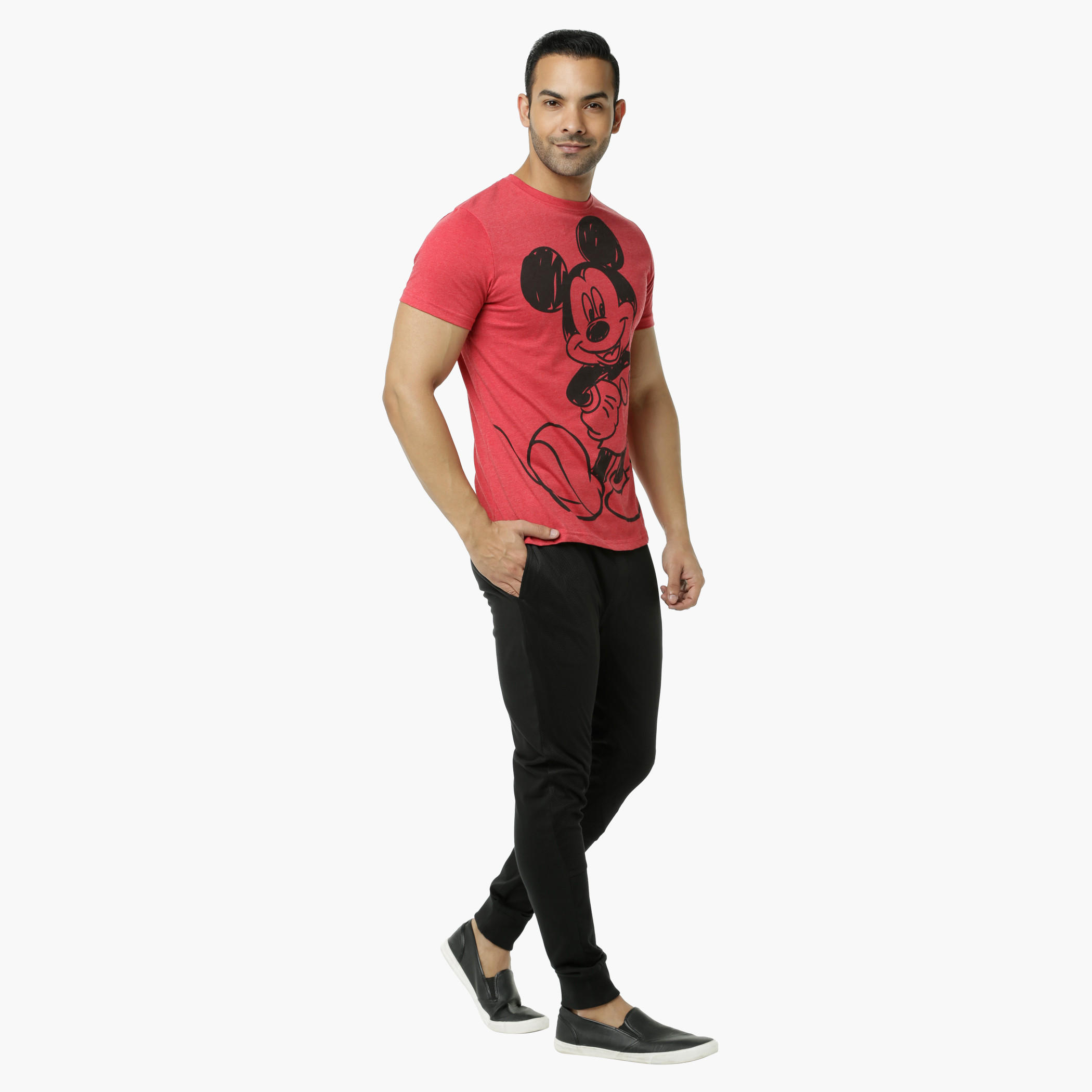 Mickey Mouse Printed Crew Neck T-Shirt with Short Sleeves-men-clothing-tshirtsandpolos-tshirts-image-5