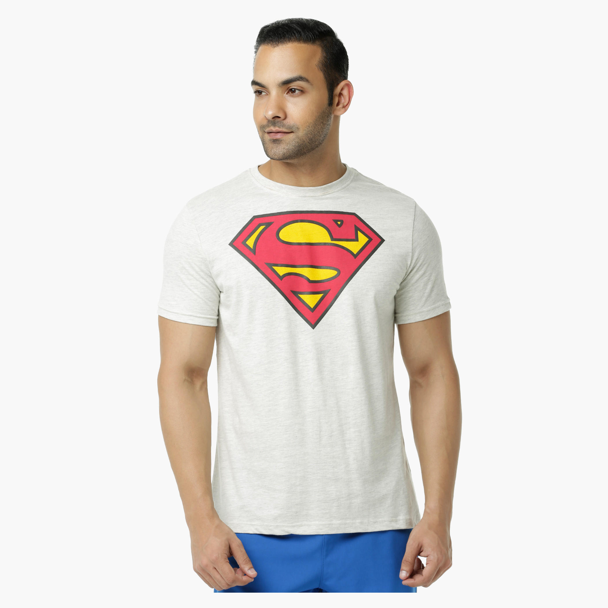 Super Man Printed Crew Neck T-Shirt with Short Sleeves-men-clothing-tshirtsandpolos-tshirts-image-1