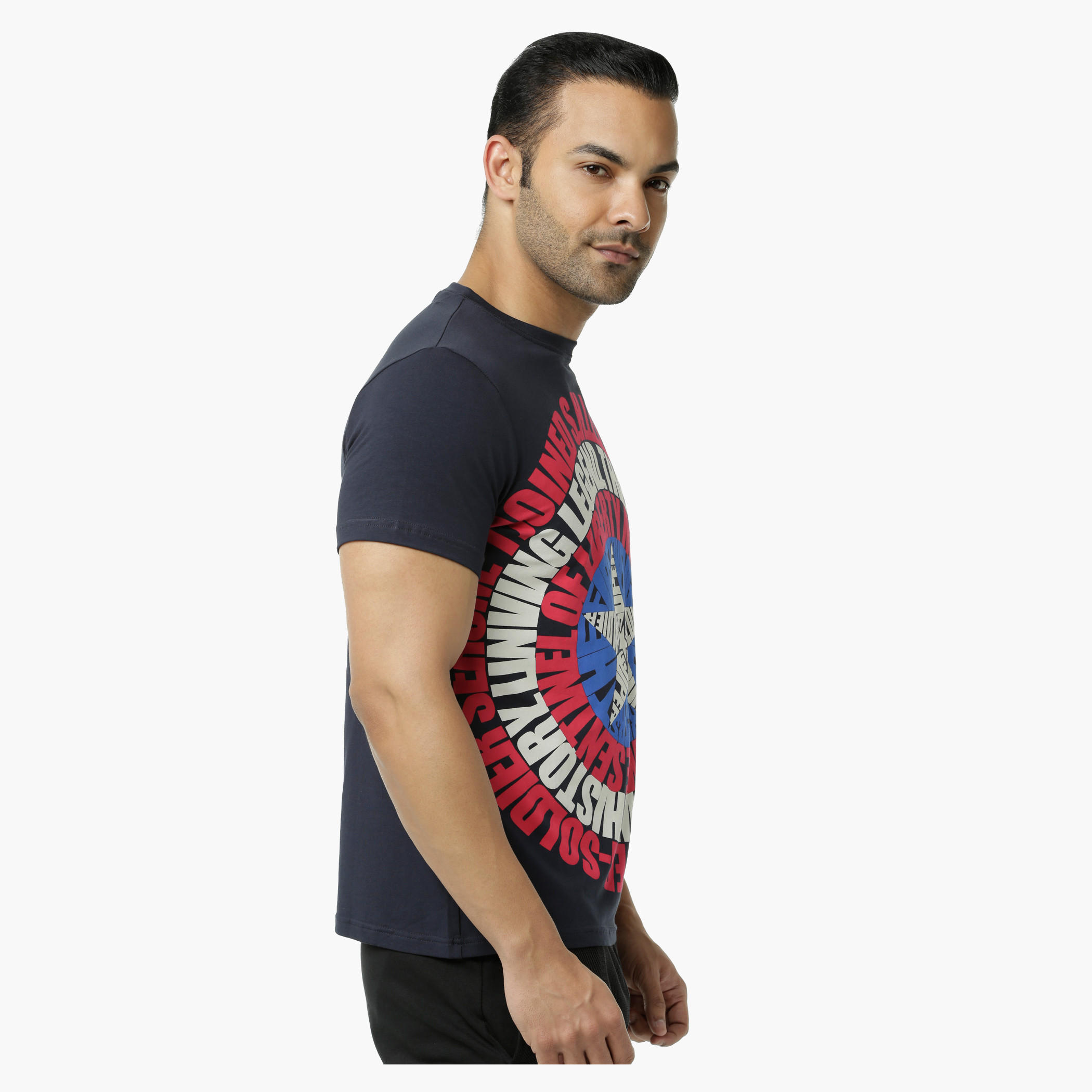Captain America Printed Crew Neck T-Shirt with Short Sleeves-men-clothing-tshirtsandpolos-tshirts-image-3