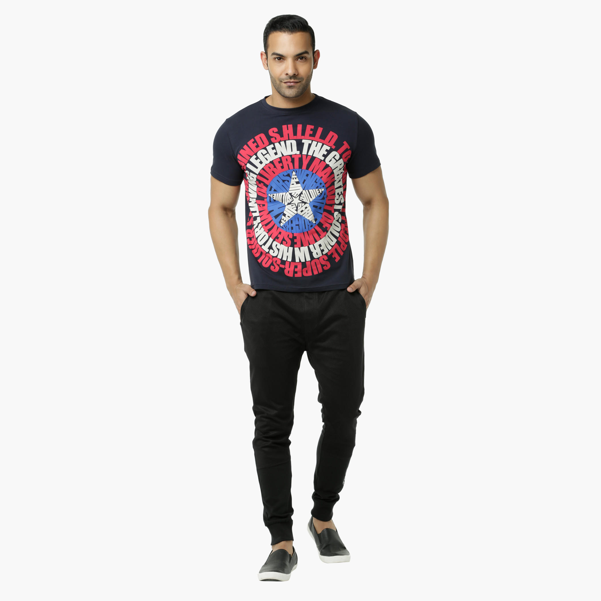 Captain America Printed Crew Neck T-Shirt with Short Sleeves-men-clothing-tshirtsandpolos-tshirts-image-5