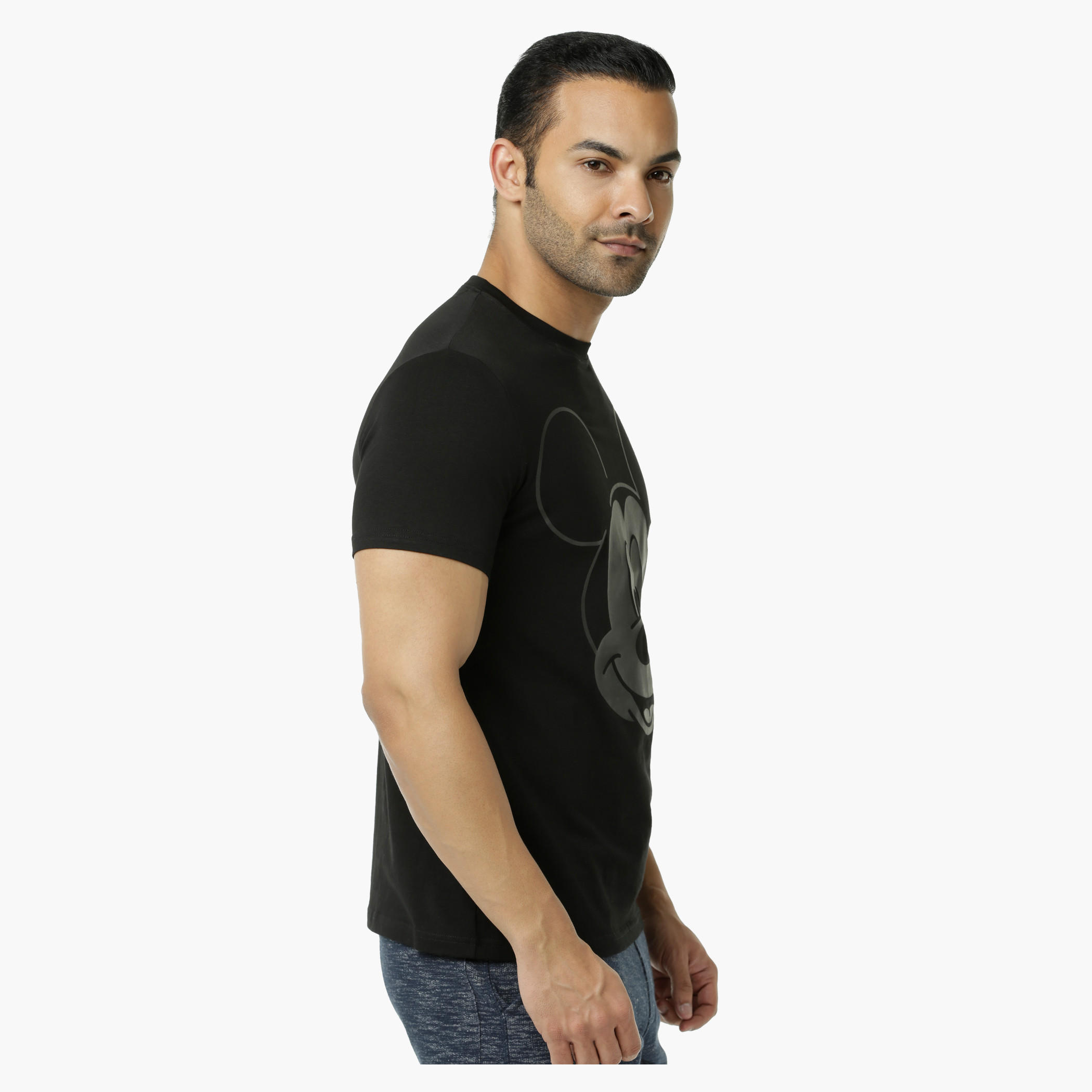 Mickey Mouse Printed Crew Neck T-Shirt with Short Sleeves-men-clothing-tshirtsandpolos-tshirts-image-3