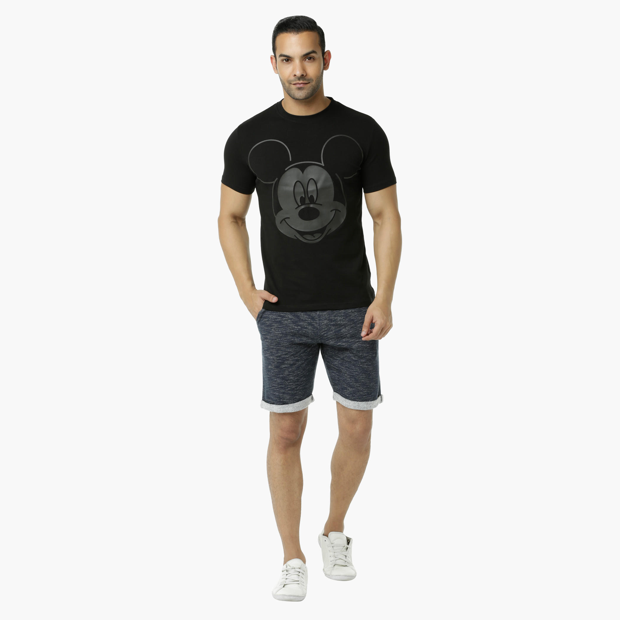 Mickey Mouse Printed Crew Neck T-Shirt with Short Sleeves-men-clothing-tshirtsandpolos-tshirts-image-5