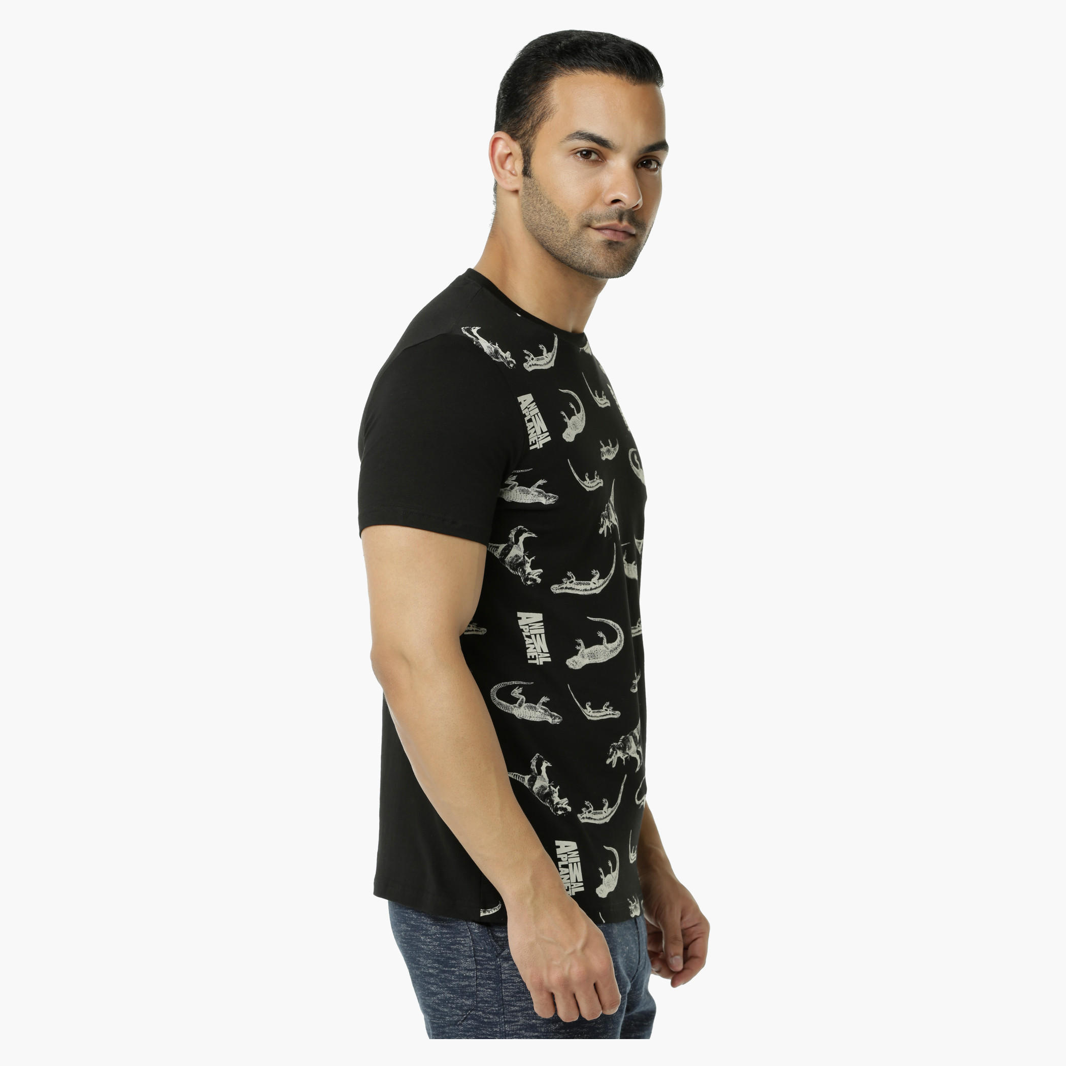 Printed Crew Neck T-Shirt with Short Sleeves-men-clothing-tshirtsandpolos-tshirts-image-3