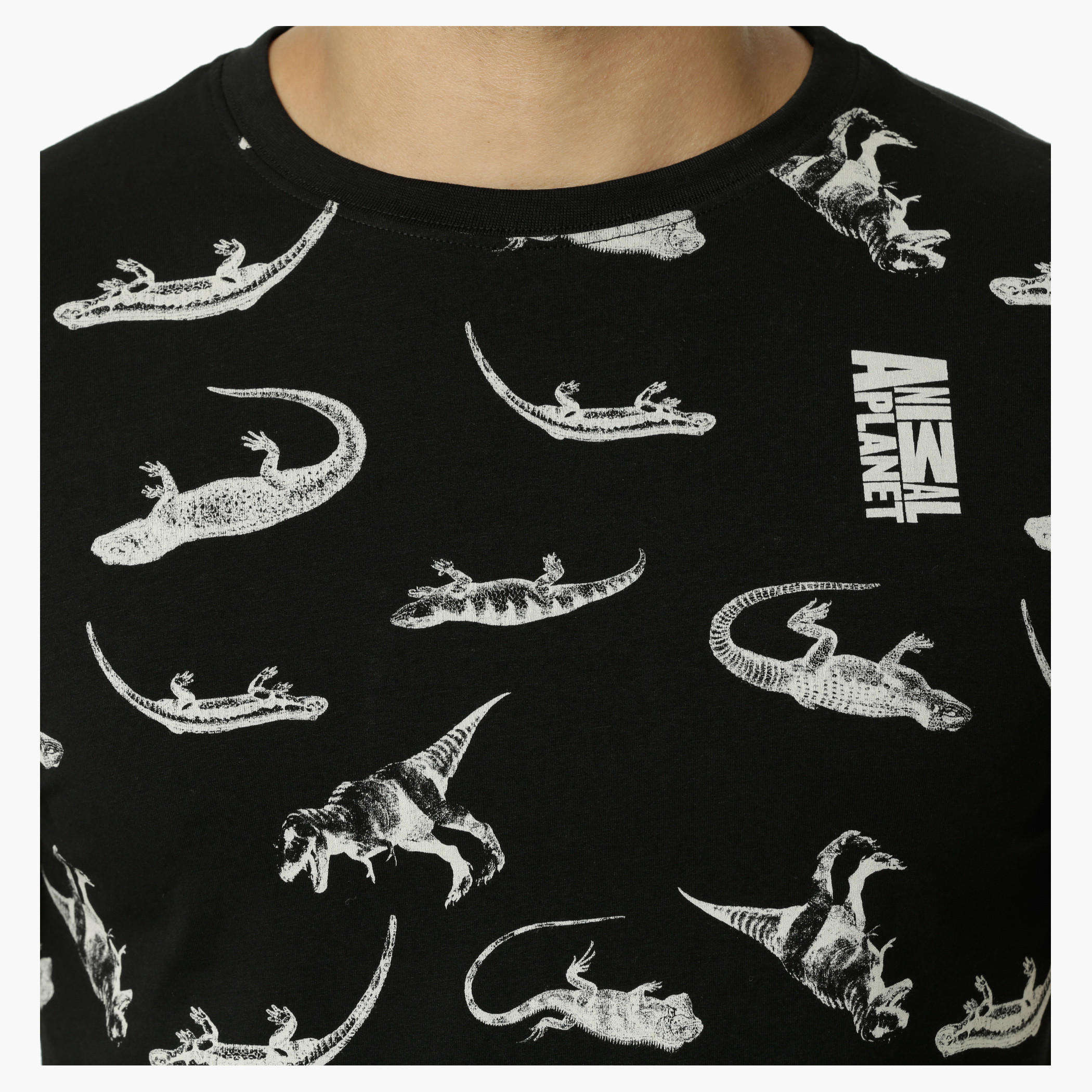 Printed Crew Neck T-Shirt with Short Sleeves-men-clothing-tshirtsandpolos-tshirts-image-4