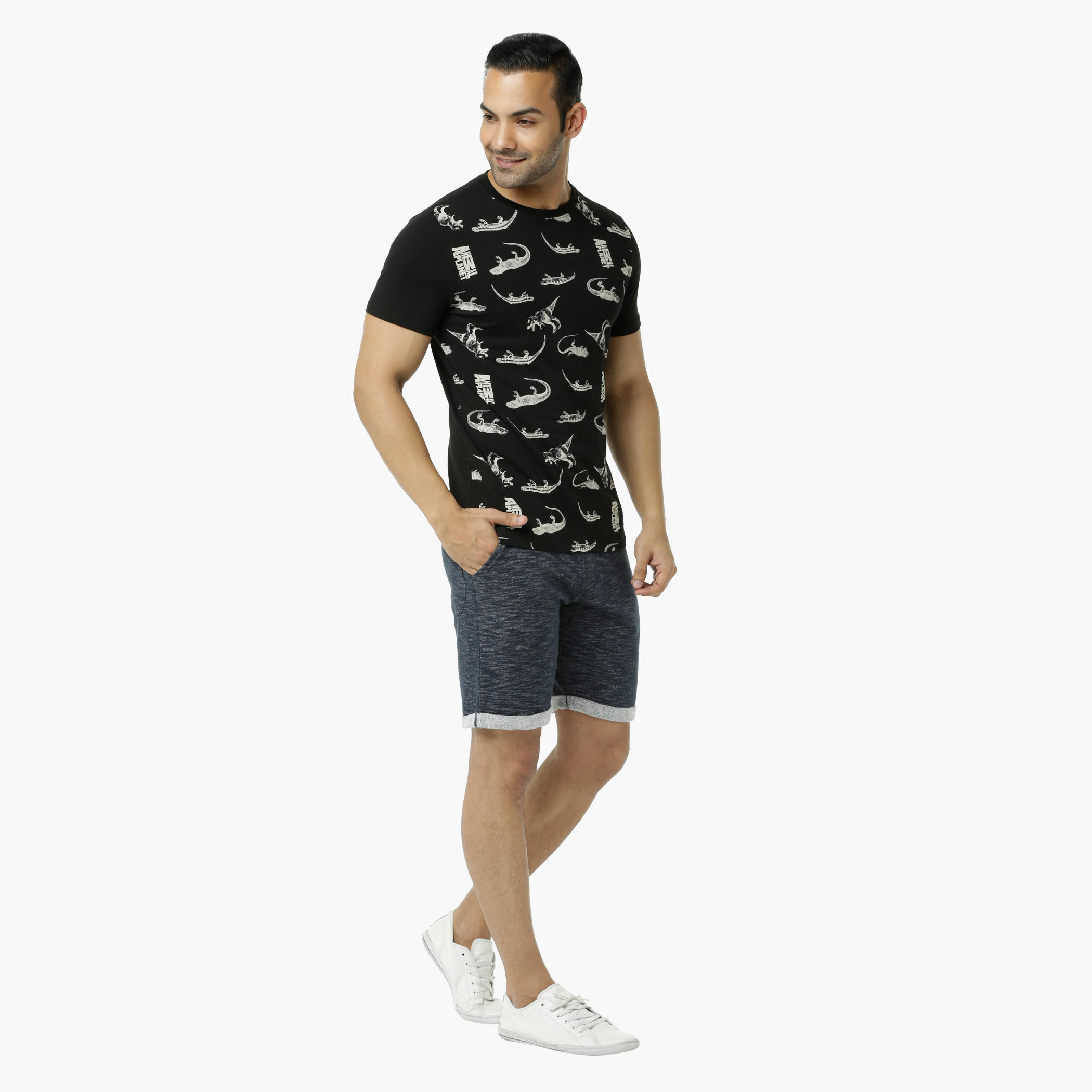 Printed Crew Neck T-Shirt with Short Sleeves-men-clothing-tshirtsandpolos-tshirts-image-5