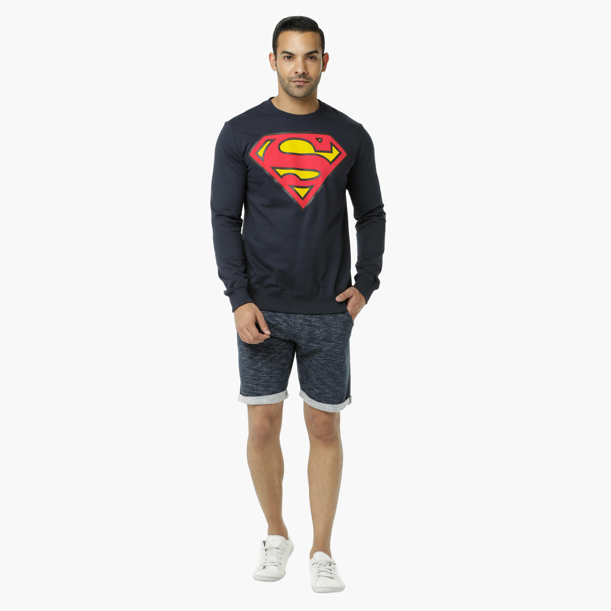 Superman Printed Crew Neck T-Shirt with Long Sleeves-men-winterwear-hoodiesandsweatshirts-image-5