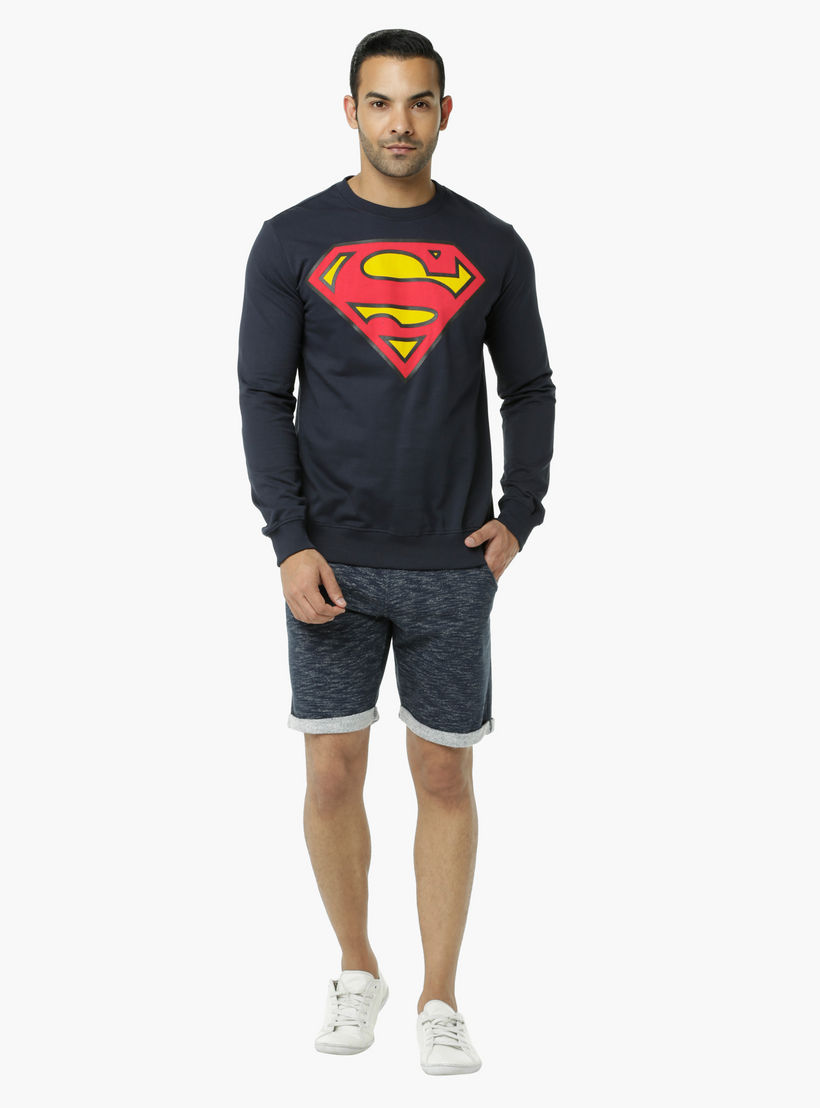 Superman Printed Crew Neck T-Shirt with Long Sleeves-men-winterwear-hoodiesandsweatshirts-image-5