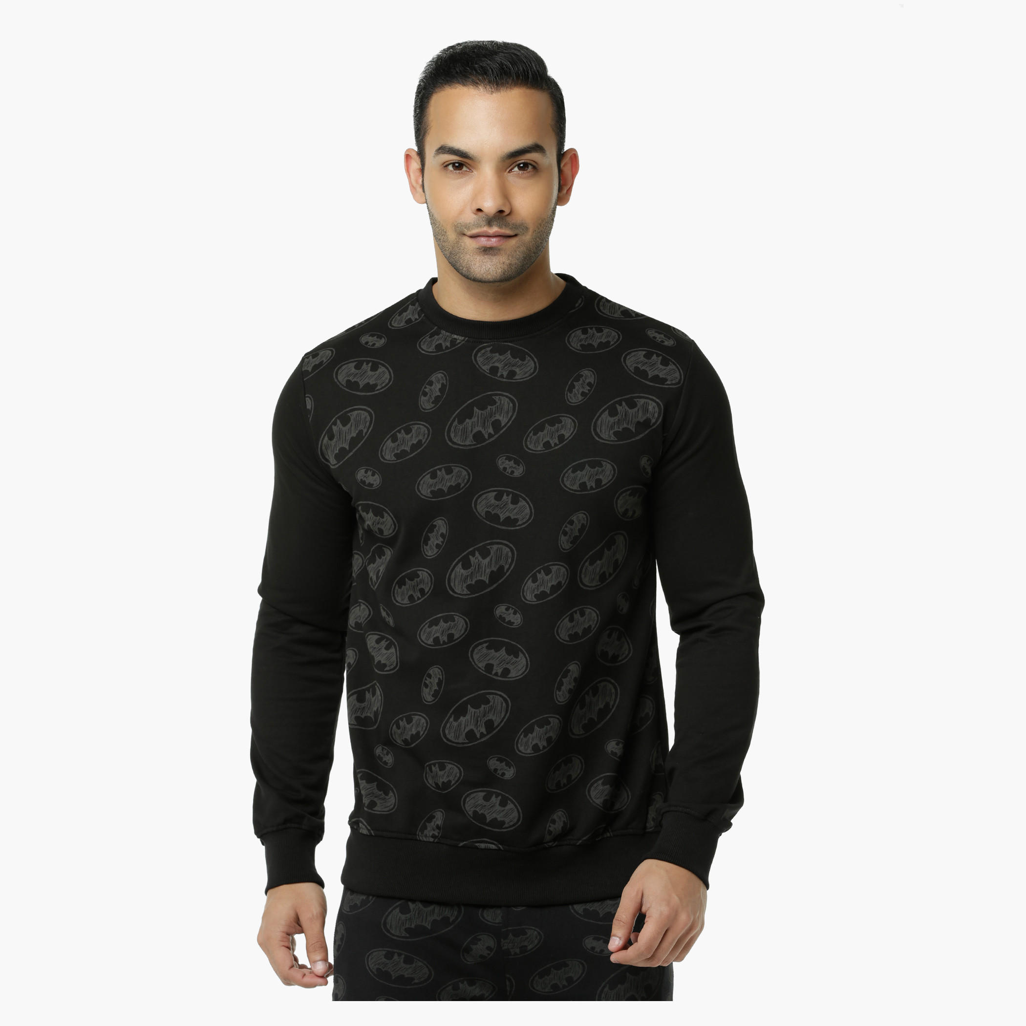 Batman Printed Crew Neck T-Shirt with Long Sleeves-men-winterwear-hoodiesandsweatshirts-image-5
