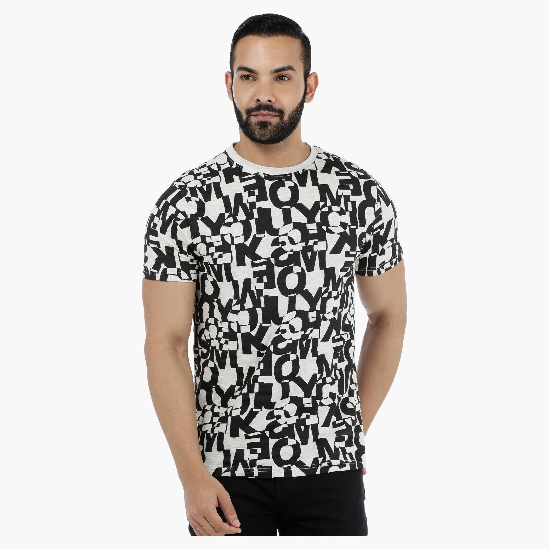 Printed T-Shirt with Short Sleeves-men-clothing-tshirtsandpolos-tshirts-image-1