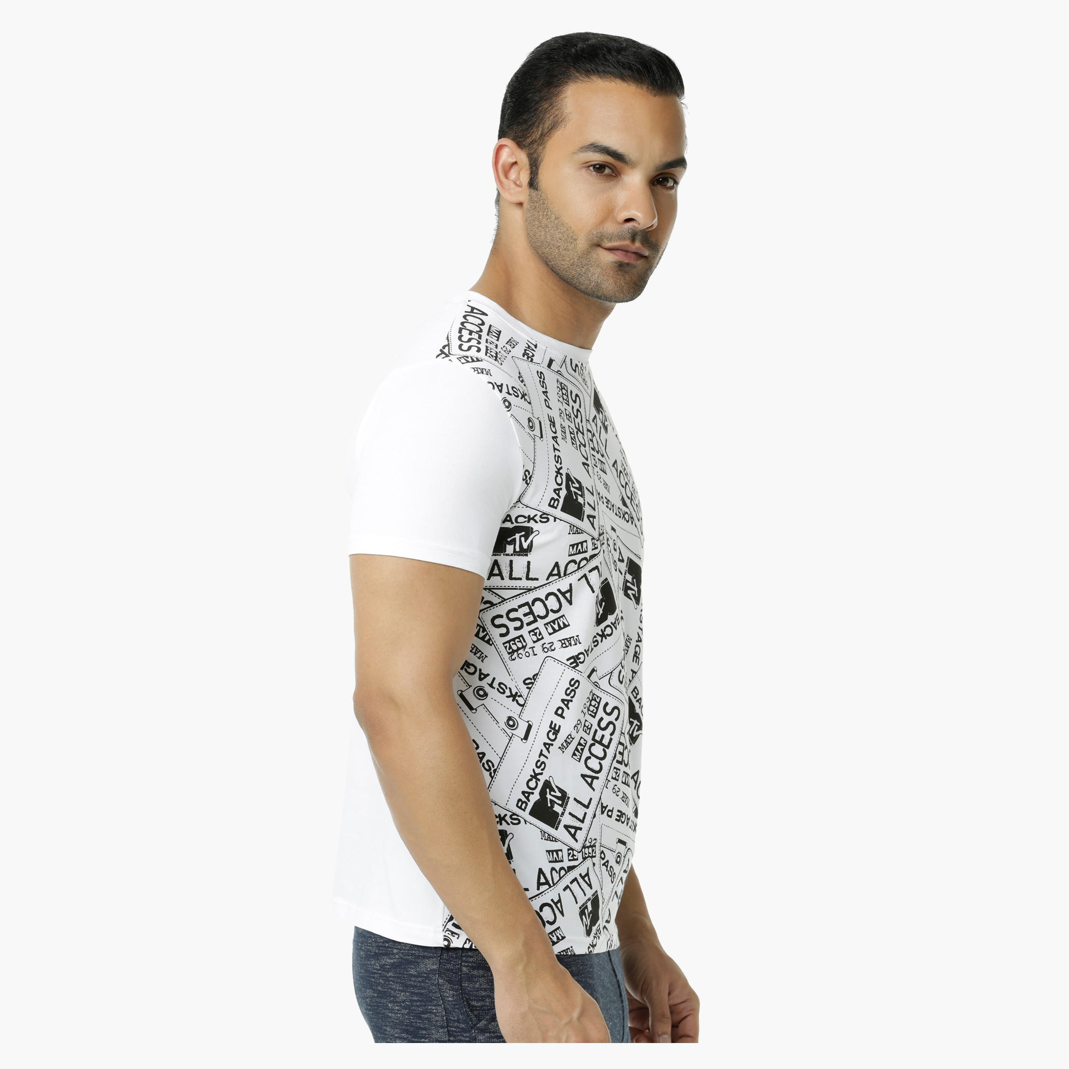 Printed Crew Neck T-Shirt with Short Sleeves-men-clothing-tshirtsandpolos-tshirts-image-3