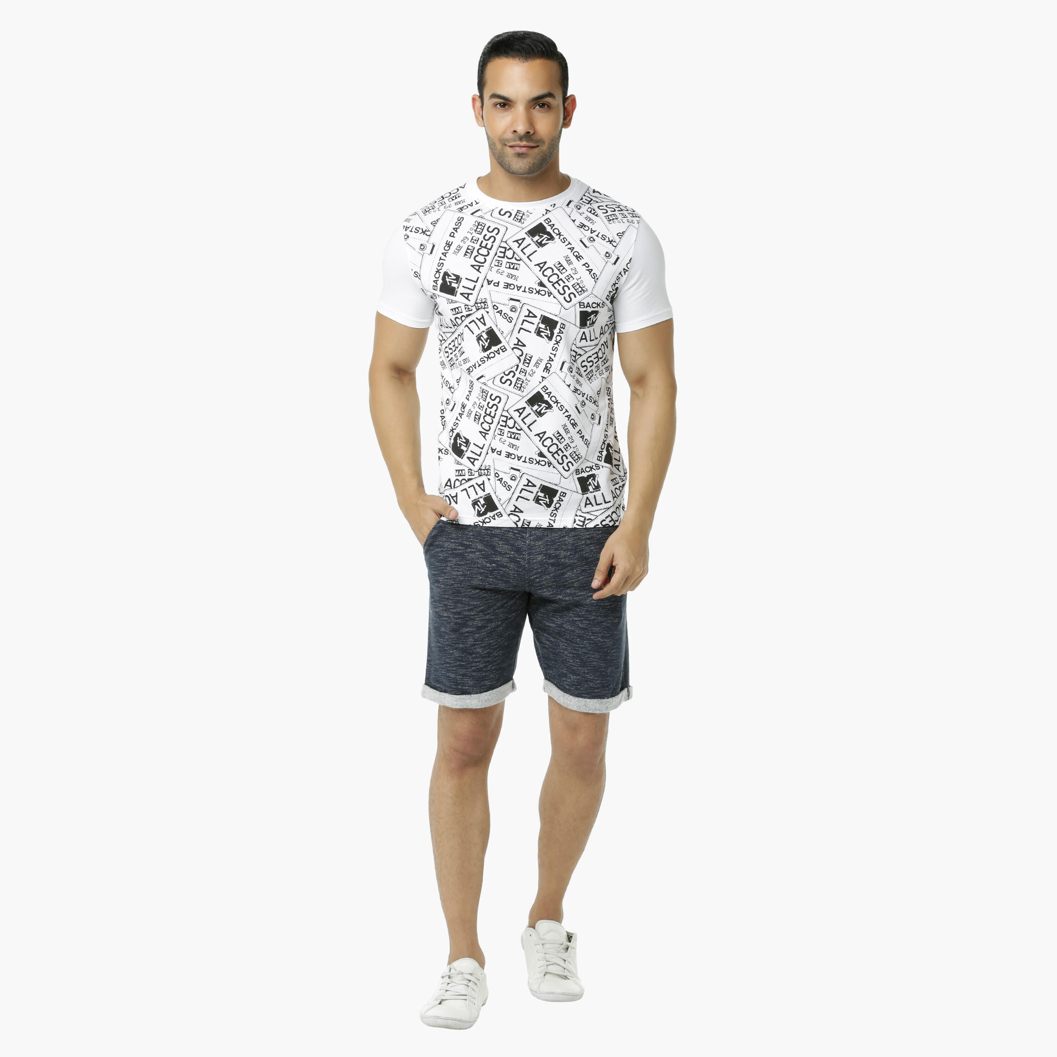 Printed Crew Neck T-Shirt with Short Sleeves-men-clothing-tshirtsandpolos-tshirts-image-5
