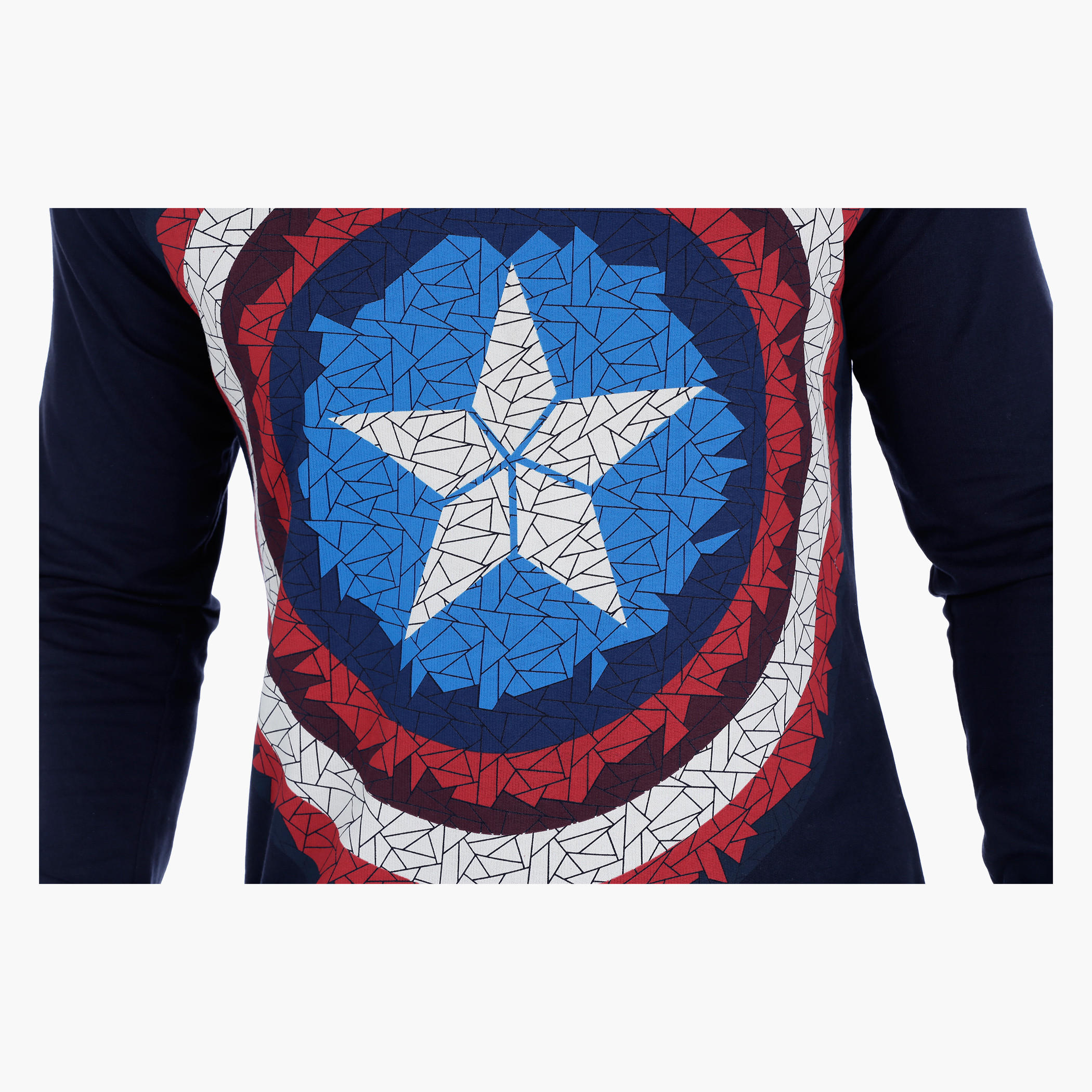 Captain America Printed Crew Neck Sweatshirt with Long Sleeves-men-winterwear-hoodiesandsweatshirts-image-4