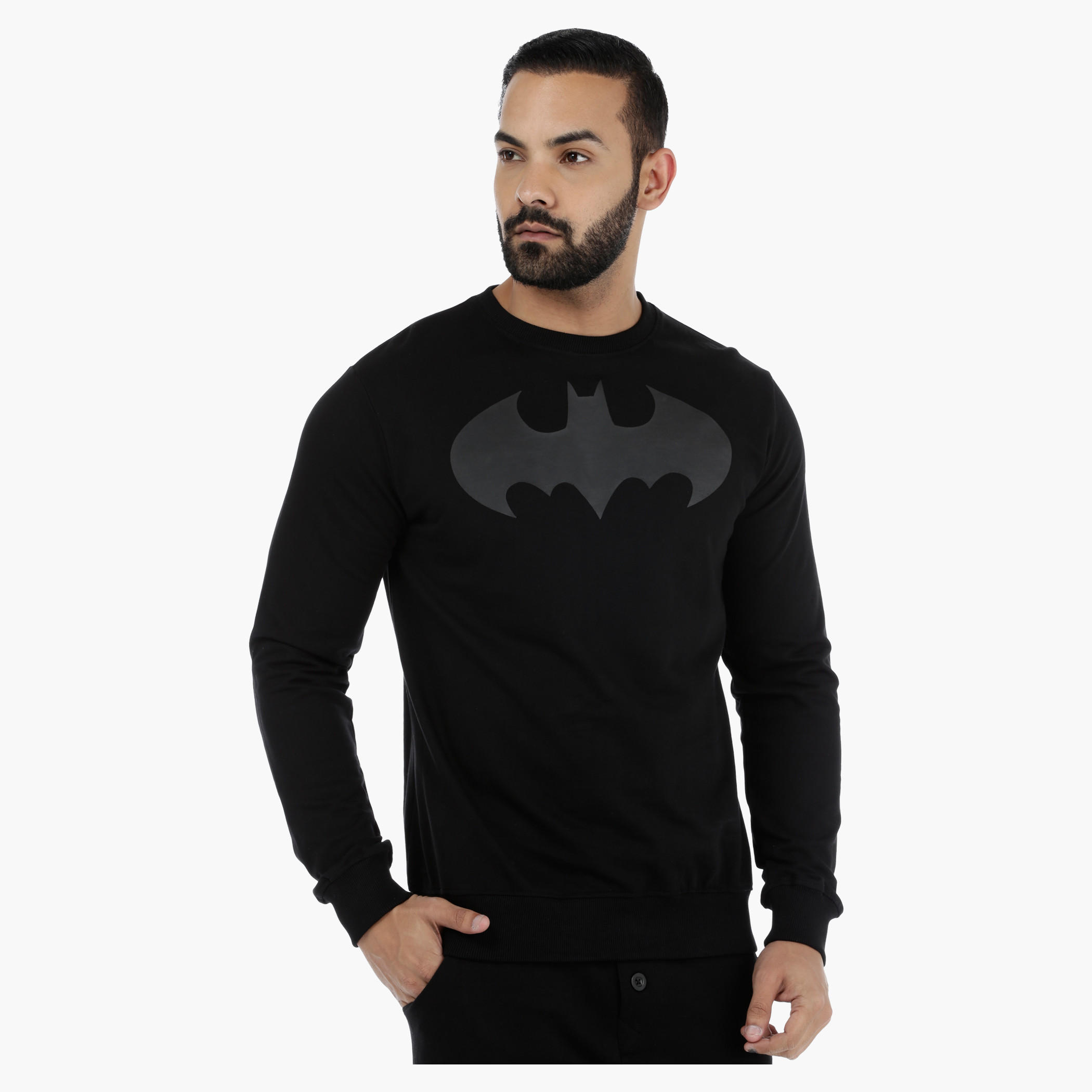 Batman Printed Knitted Long Sleeves Sweatshirt-men-winterwear-hoodiesandsweatshirts-image-1