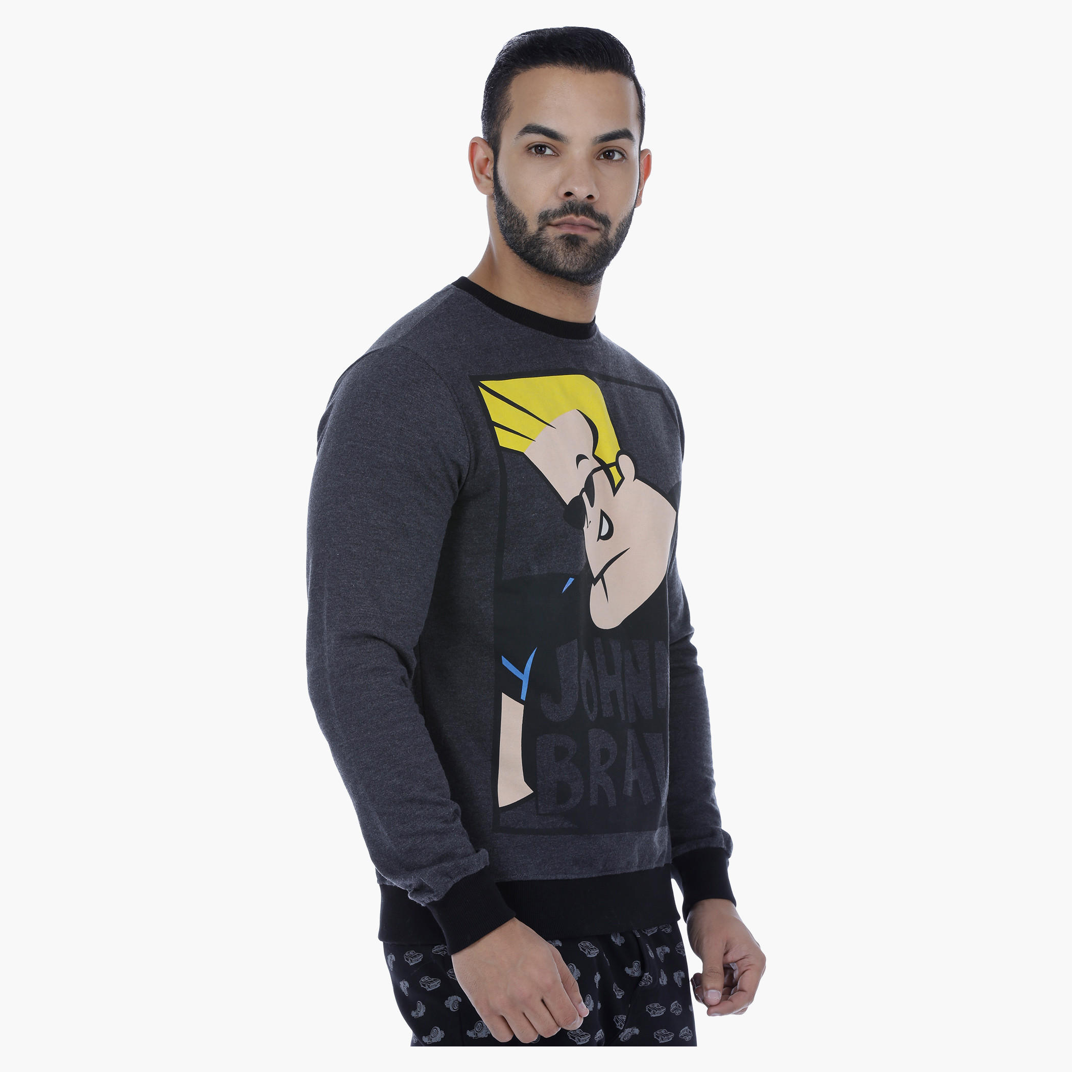 Johnny Bravo Printed T-Shirt with Long Sleeves-men-winterwear-hoodiesandsweatshirts-image-3