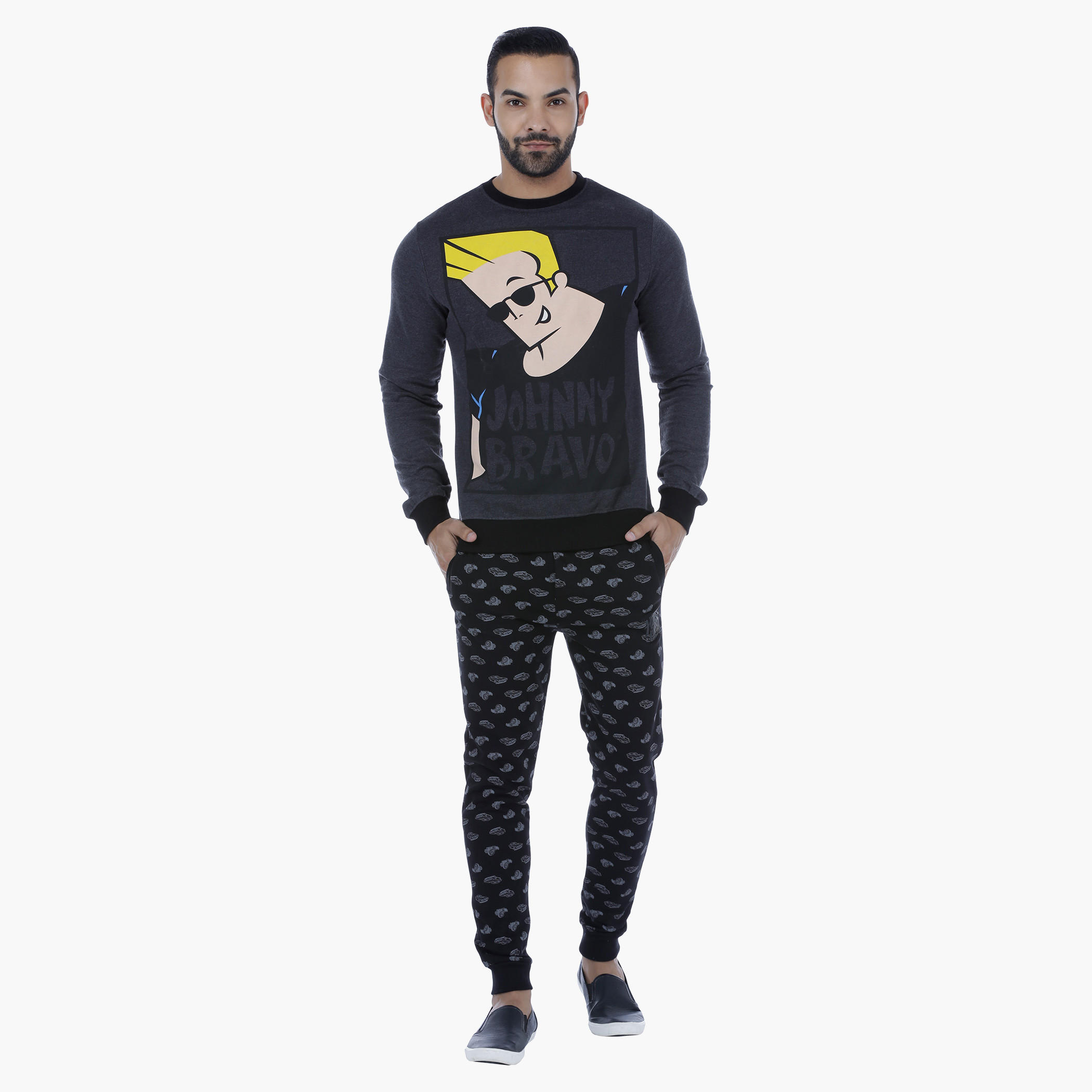 Johnny Bravo Printed T-Shirt with Long Sleeves-men-winterwear-hoodiesandsweatshirts-image-5