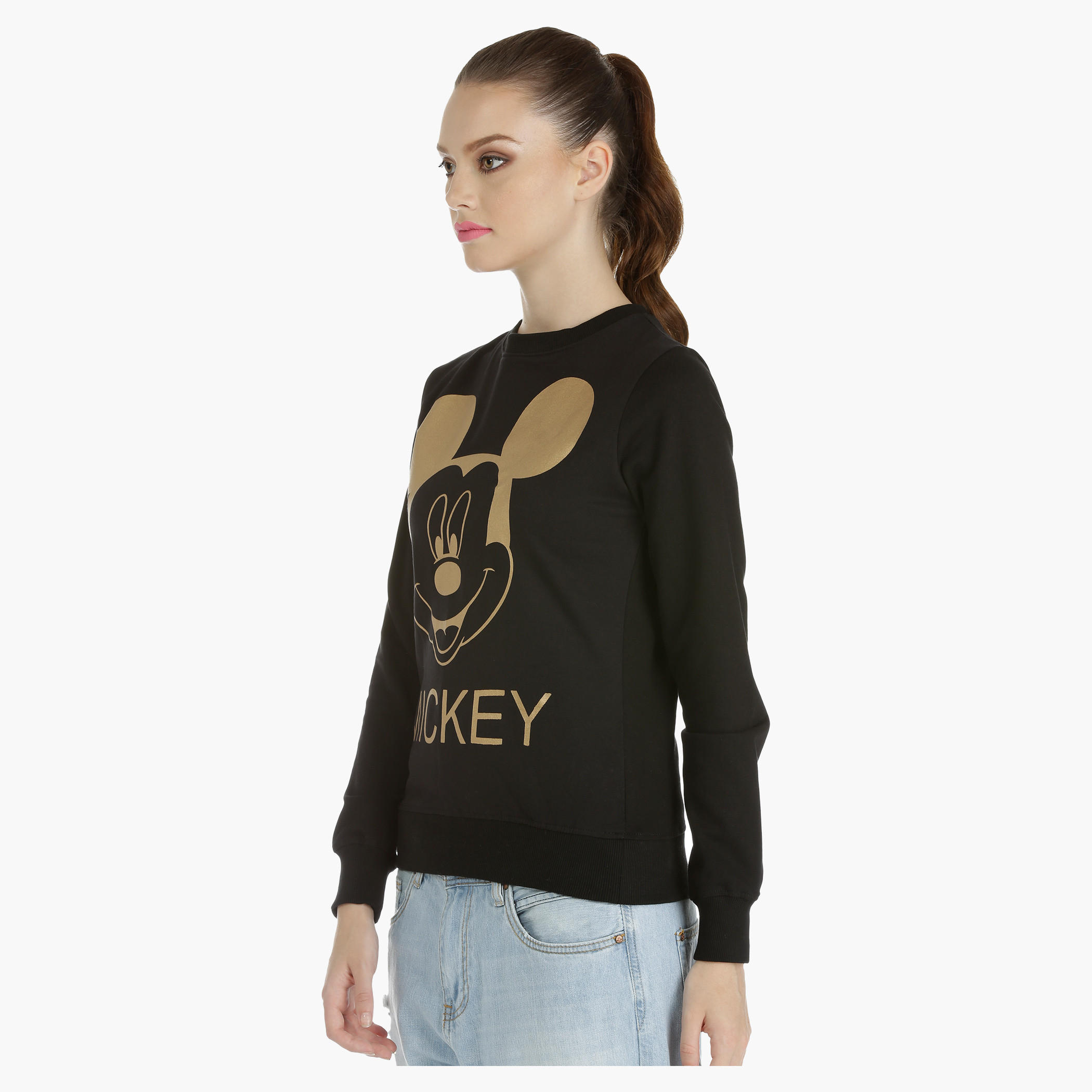 Mickey Mouse Printed Sweatshirt with Short Sleeves-women-winterwear-hoodiesandsweatshirts-sweatshirts-image-3
