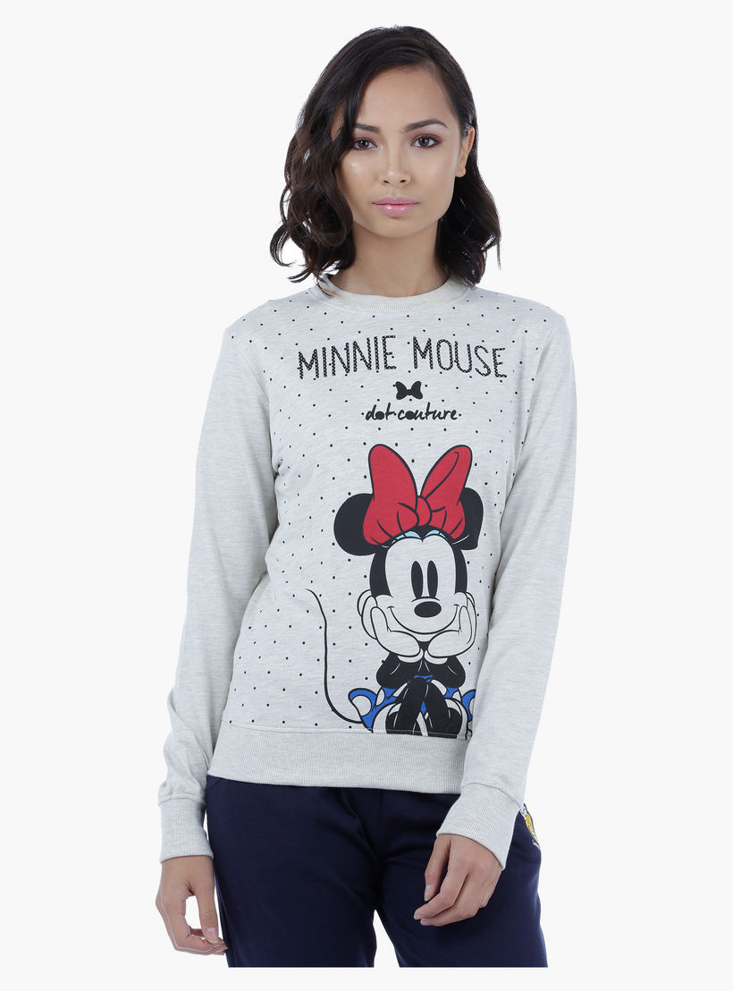 Minni Mouse Printed Sweatshirt with Long Sleeves-women-winterwear-hoodiesandsweatshirts-sweatshirts-image-5