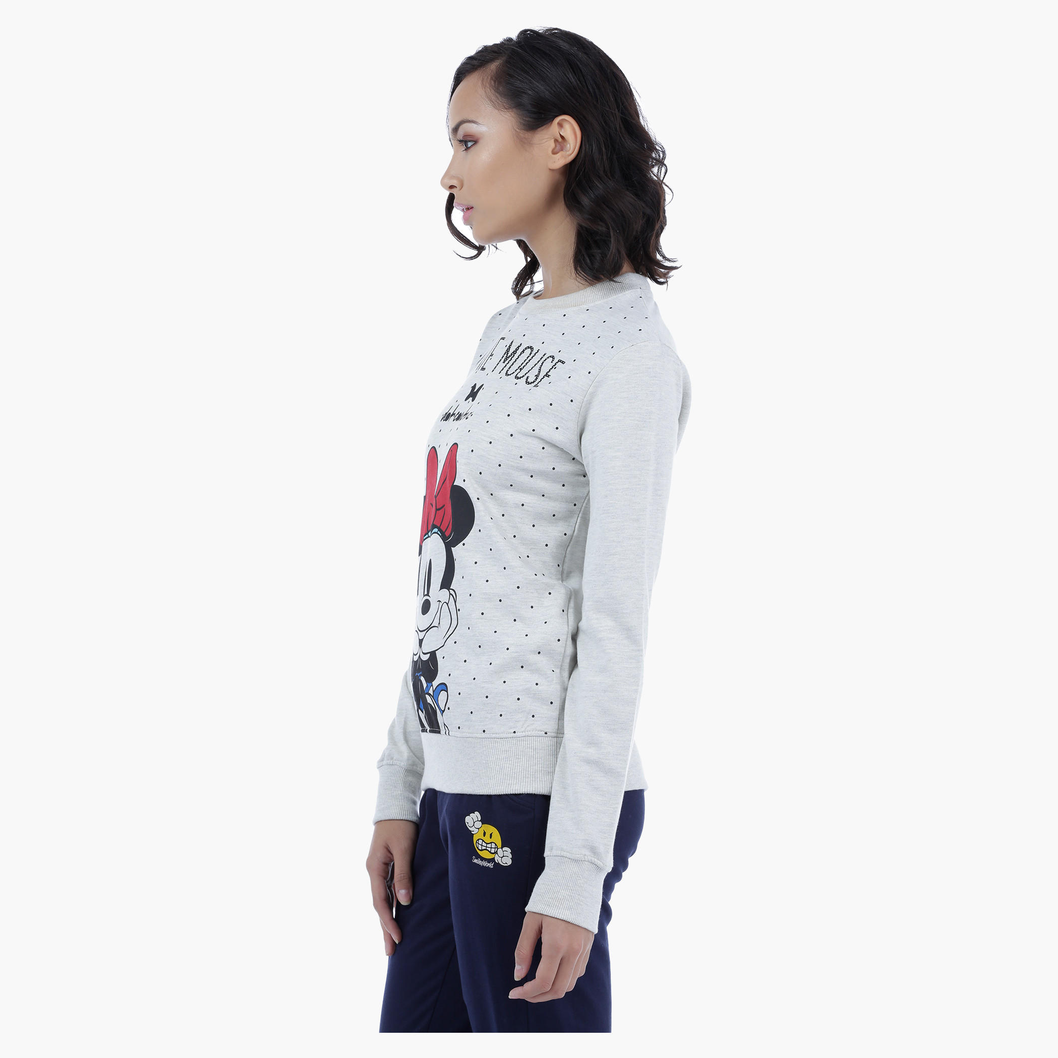 Minni Mouse Printed Sweatshirt with Long Sleeves-women-winterwear-hoodiesandsweatshirts-sweatshirts-image-3