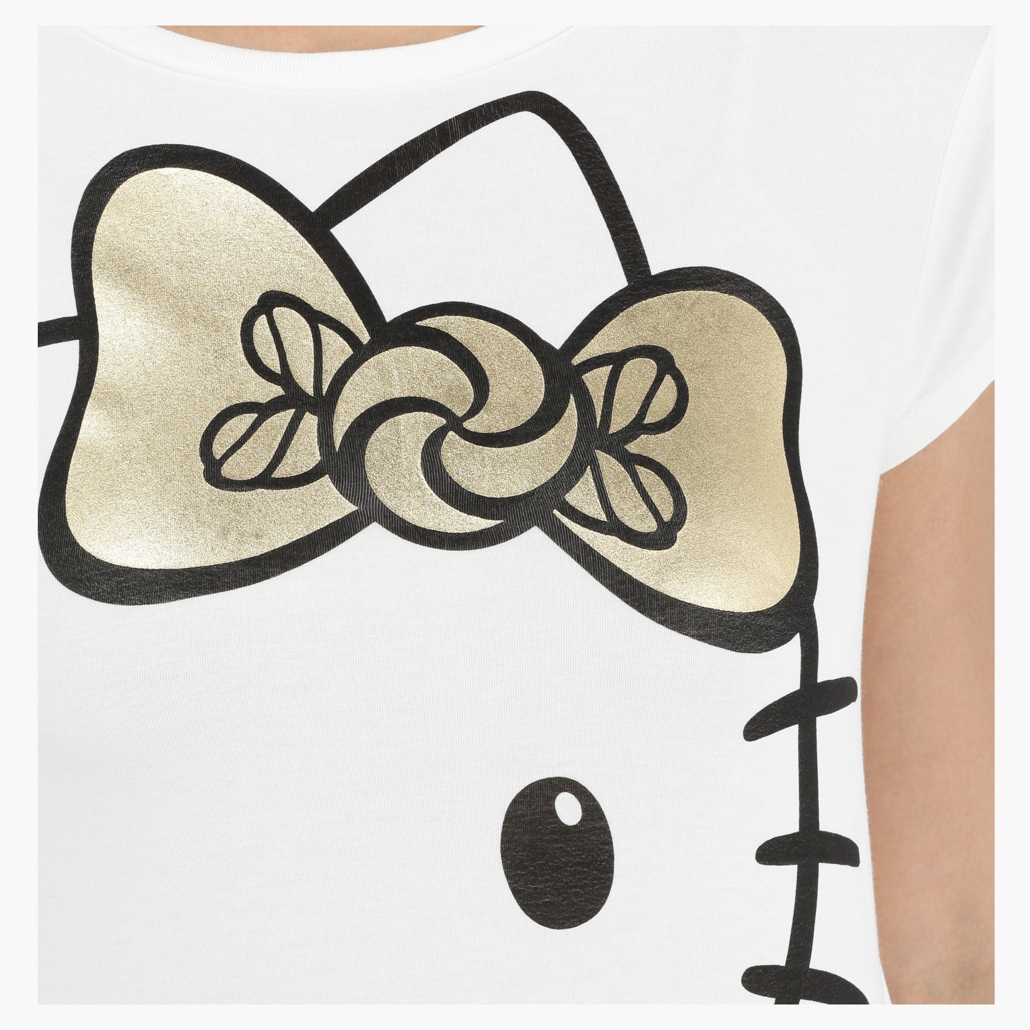 Hello Kitty Printed T-Shirt with Short Sleeves-women-clothing-tshirts-image-4