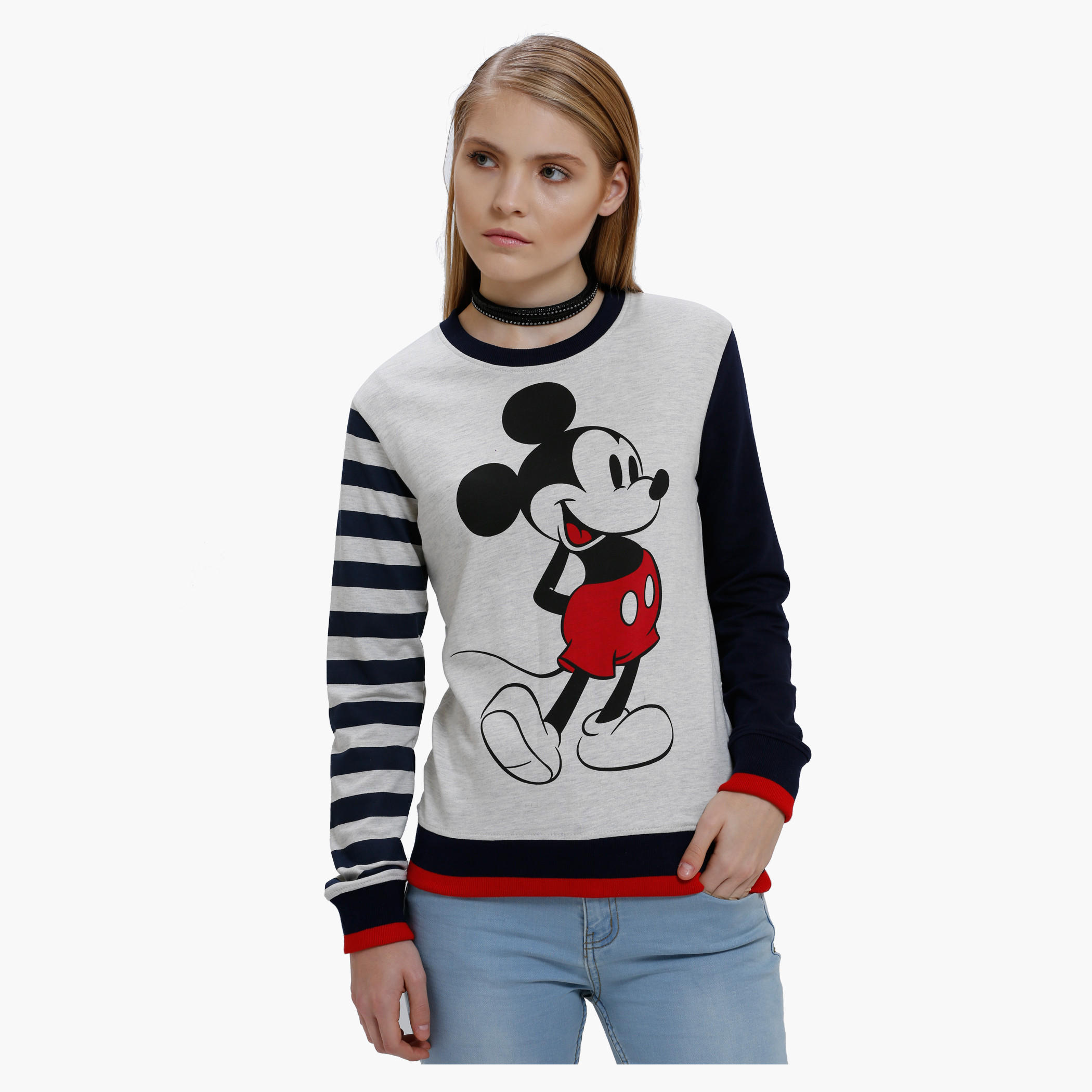 Printed Sweatshirt with Round Neck and Long Sleeves-women-winterwear-hoodiesandsweatshirts-sweatshirts-image-1