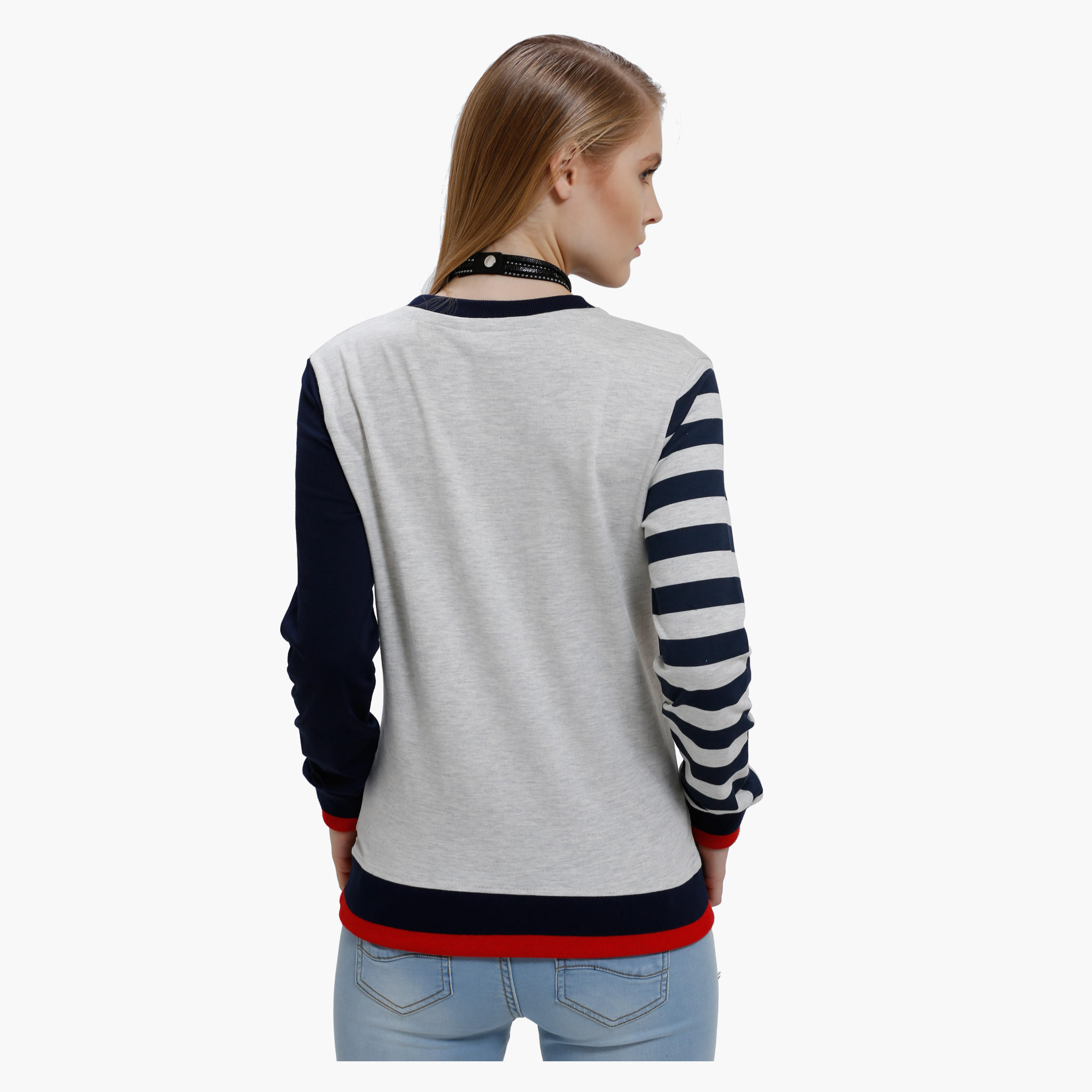 Printed Sweatshirt with Round Neck and Long Sleeves-women-winterwear-hoodiesandsweatshirts-sweatshirts-image-2