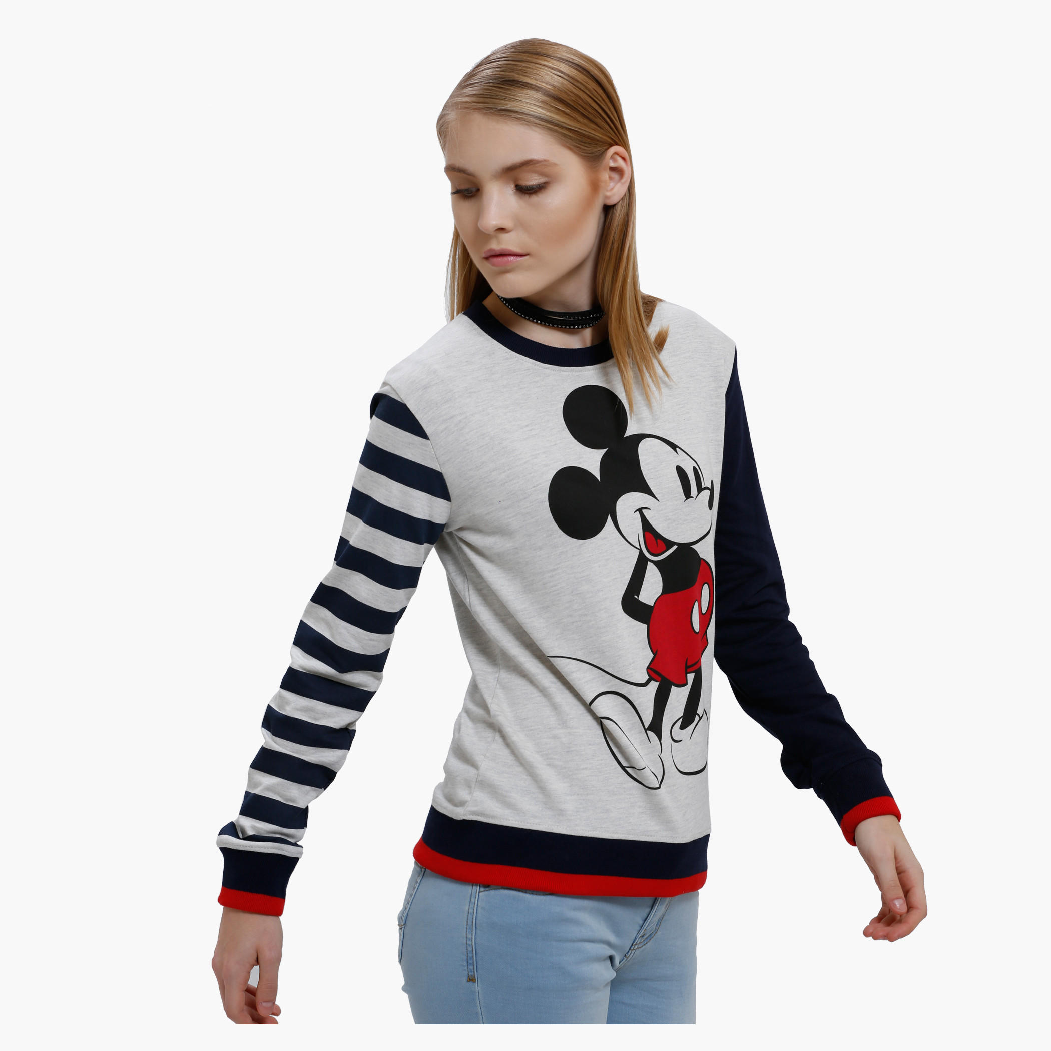 Printed Sweatshirt with Round Neck and Long Sleeves-women-winterwear-hoodiesandsweatshirts-sweatshirts-image-3