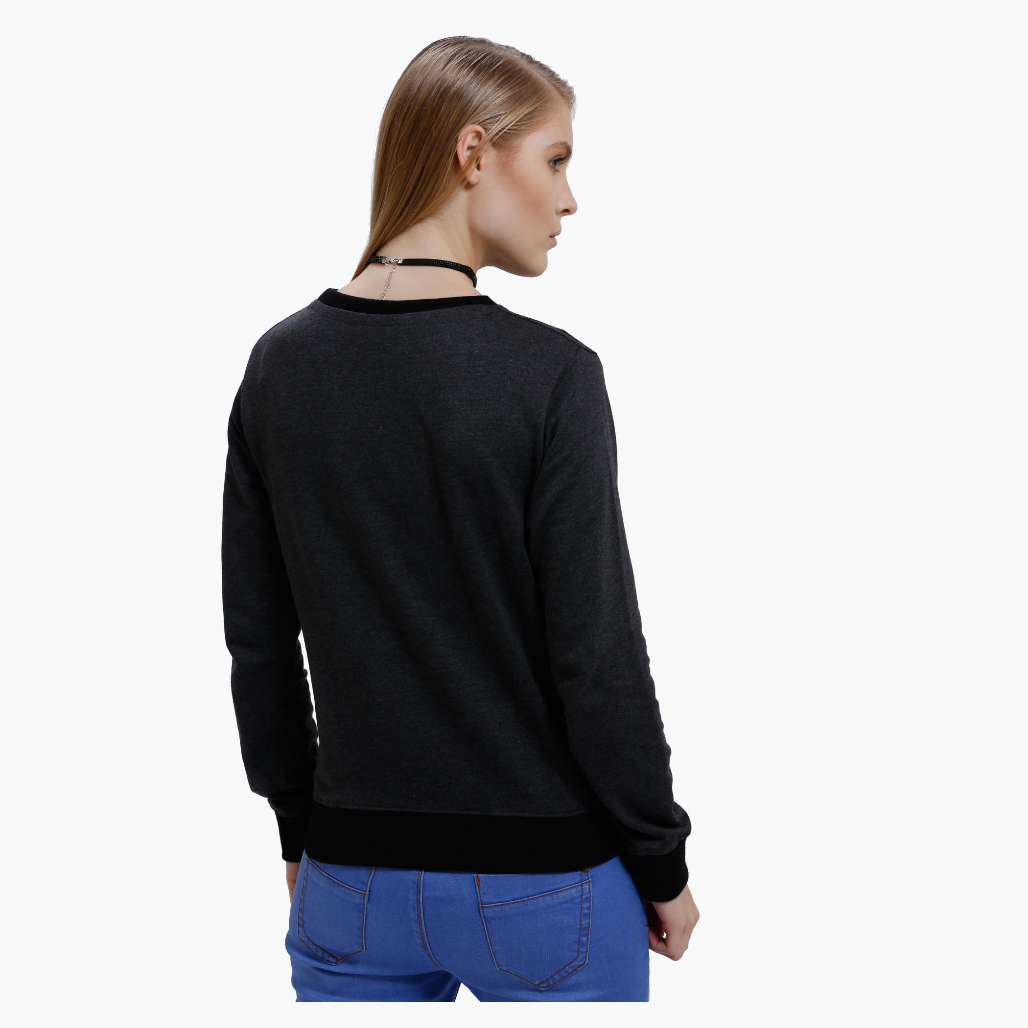 Printed Sweatshirt with Round Neck and Long Sleeves-women-winterwear-hoodiesandsweatshirts-sweatshirts-image-2