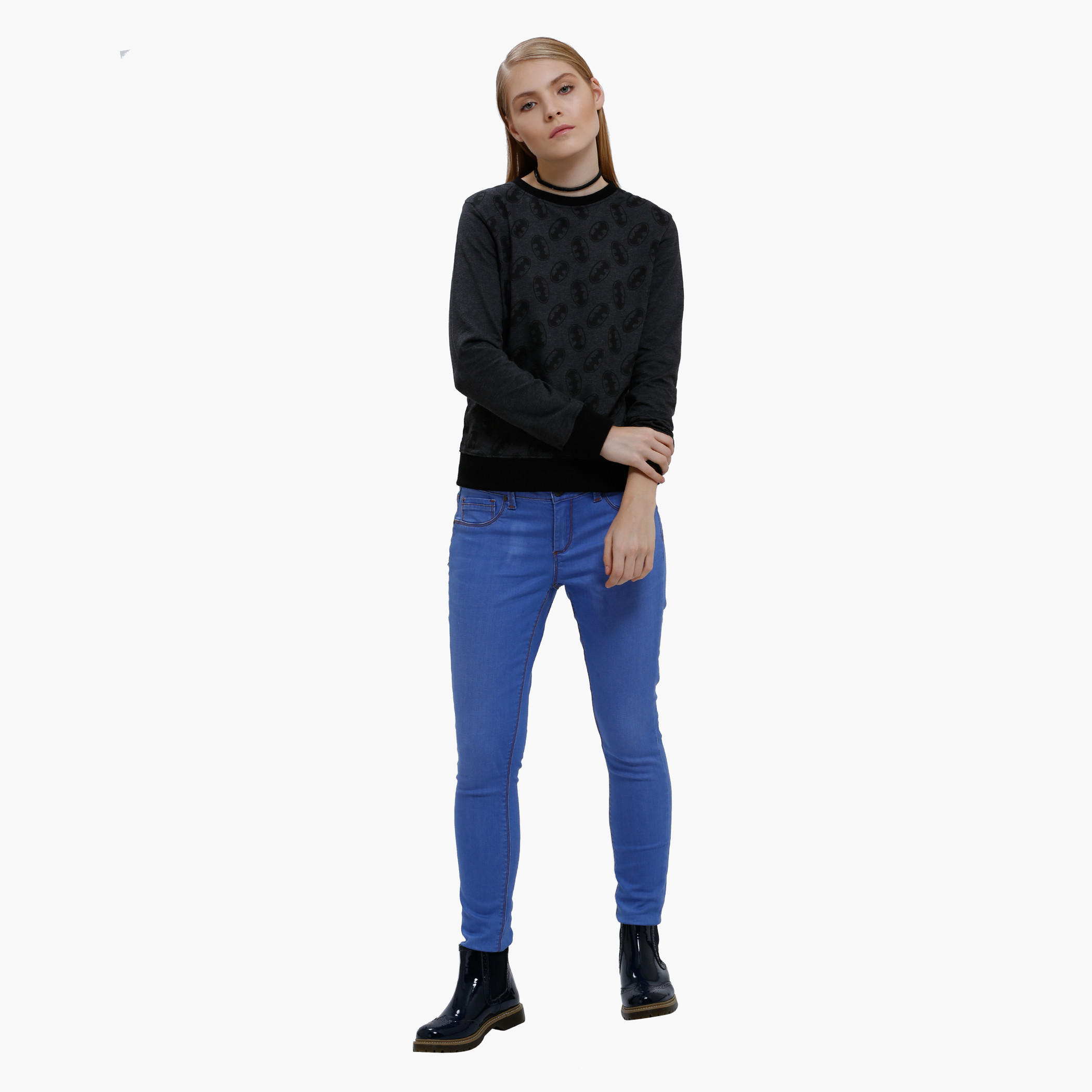 Printed Sweatshirt with Round Neck and Long Sleeves-women-winterwear-hoodiesandsweatshirts-sweatshirts-image-5