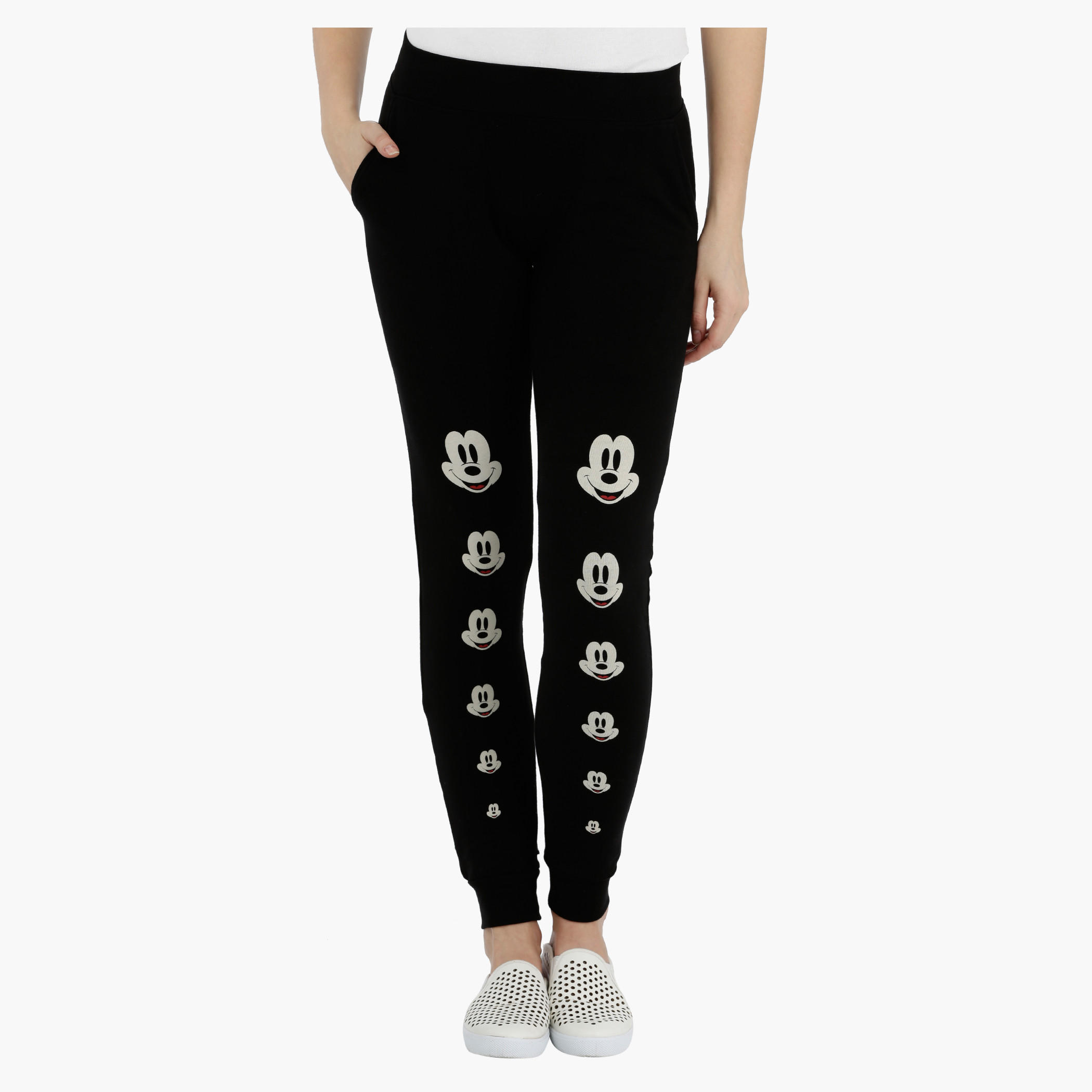 Mickey Mouse Printed Jog Pants with Elasticised Waist-women-clothing-bottoms-joggers-image-1