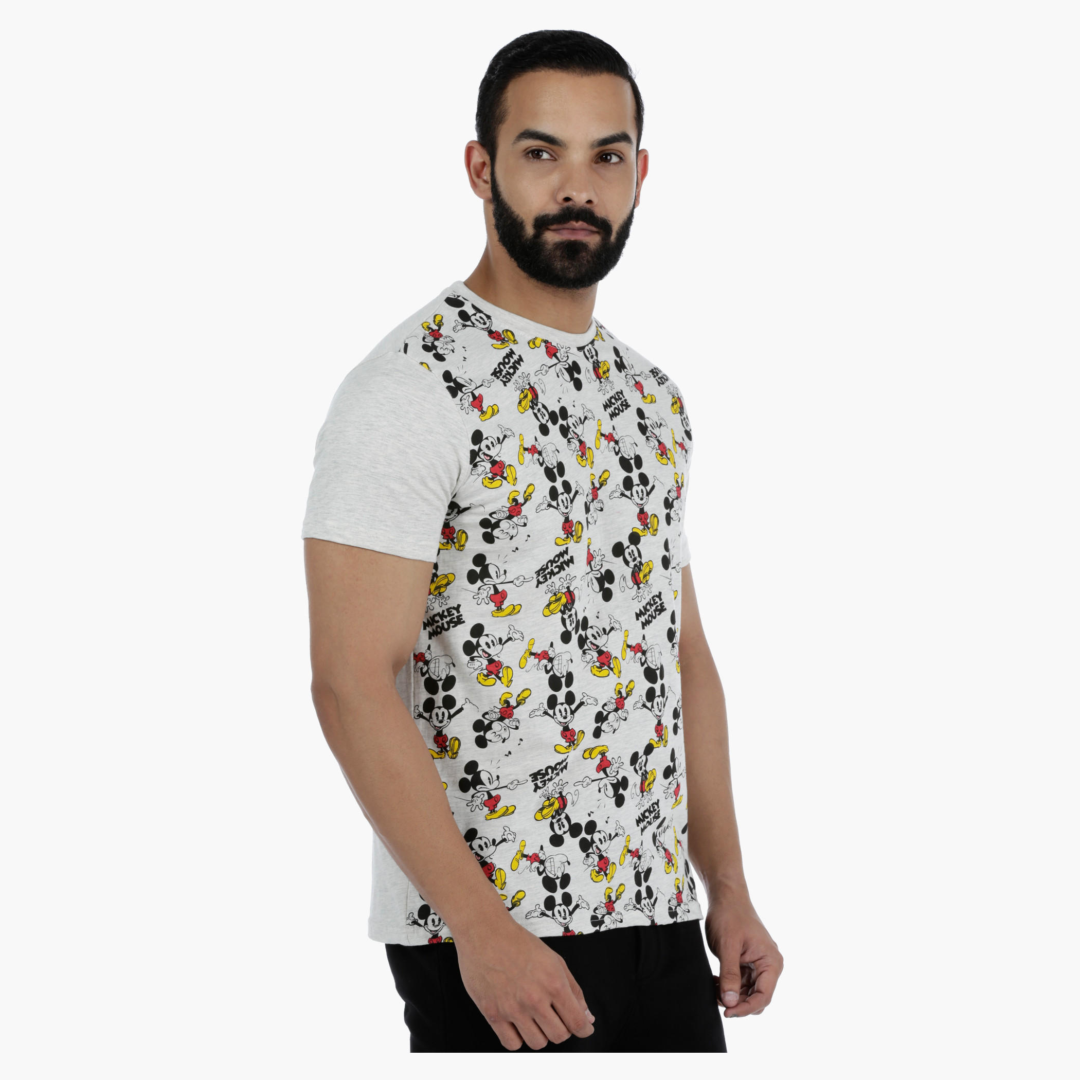 Mickey Mouse Printed T-Shirt with Short Sleeves-men-clothing-tshirtsandpolos-tshirts-image-3