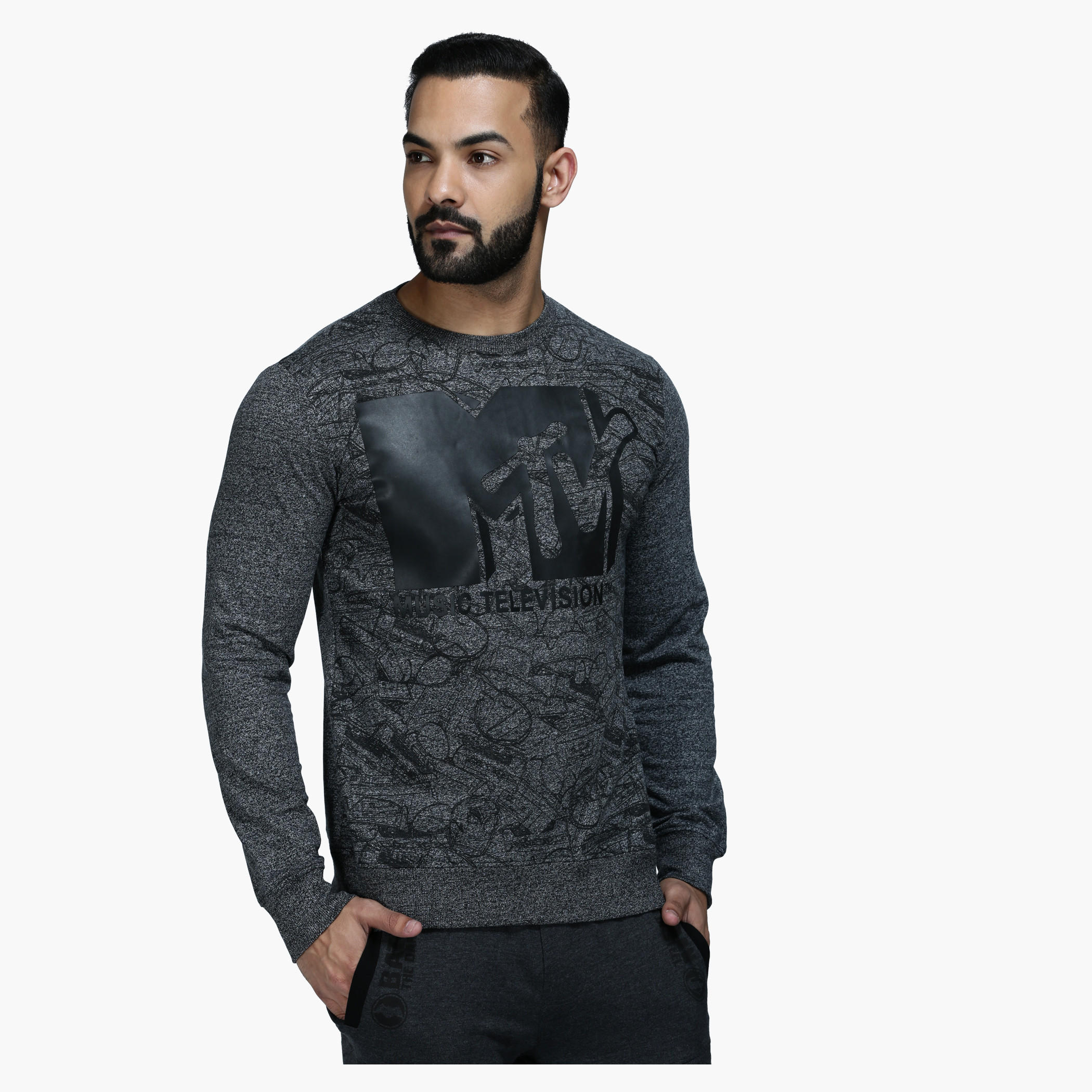 Printed Crew Neck Sweatshirt with Long Sleeves-men-winterwear-hoodiesandsweatshirts-image-1