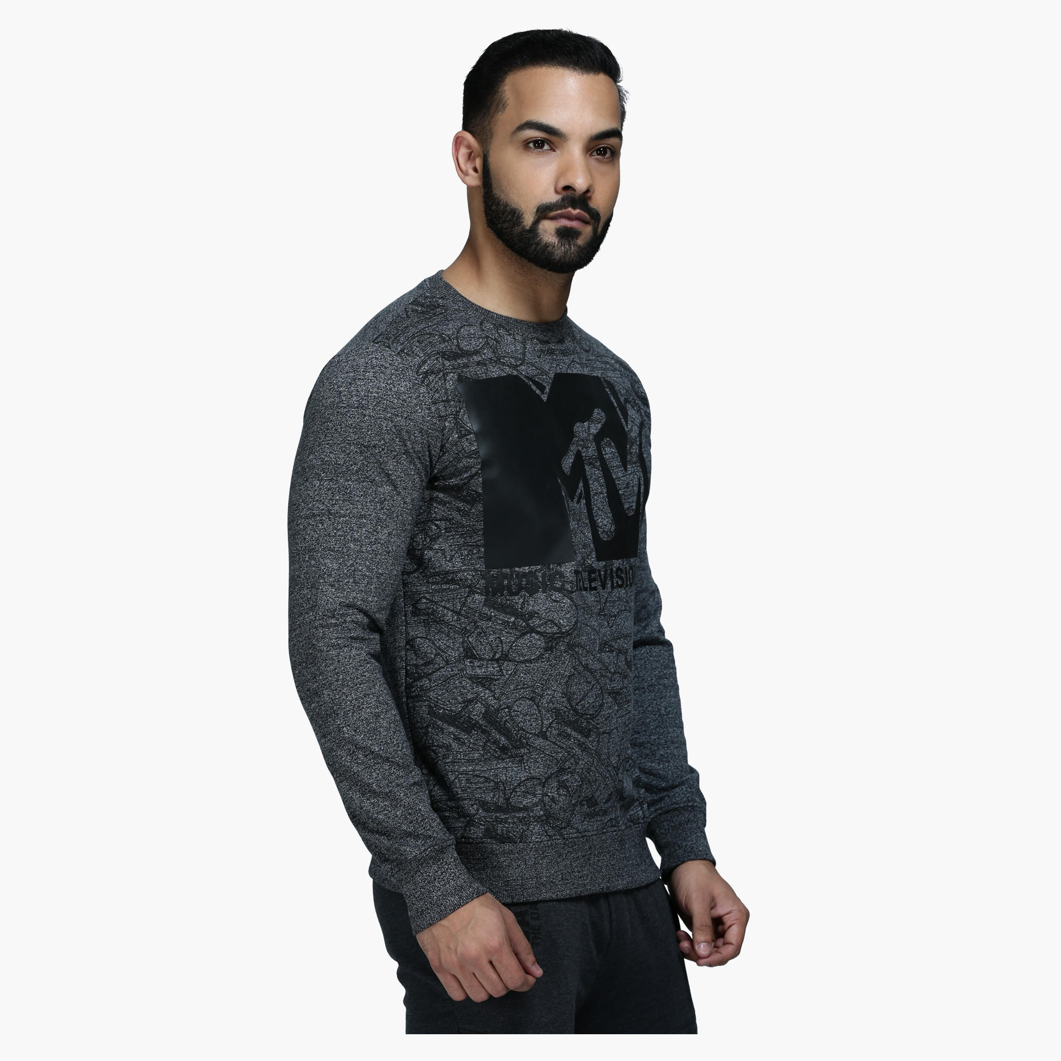 Printed Crew Neck Sweatshirt with Long Sleeves-men-winterwear-hoodiesandsweatshirts-image-3
