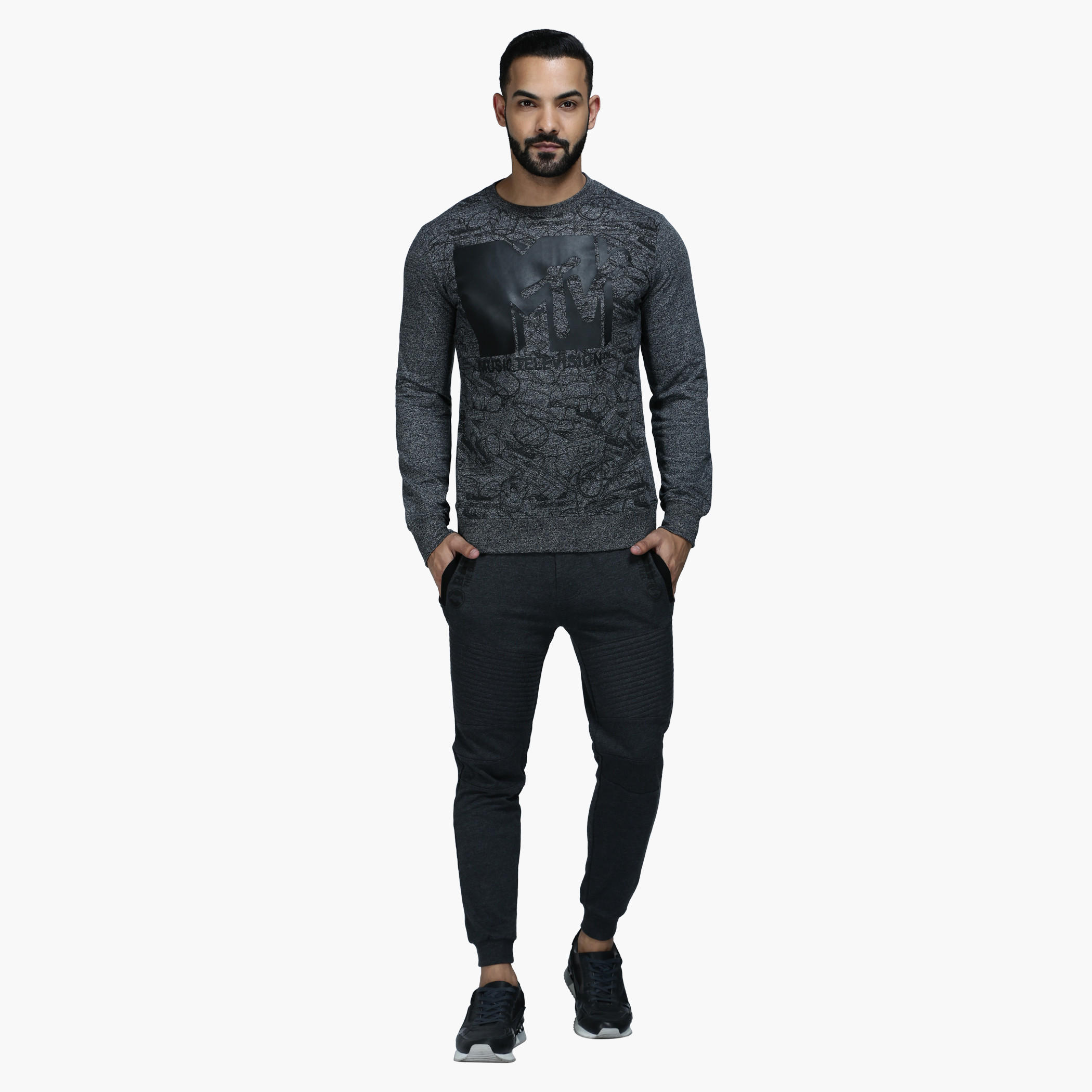 Printed Crew Neck Sweatshirt with Long Sleeves-men-winterwear-hoodiesandsweatshirts-image-5