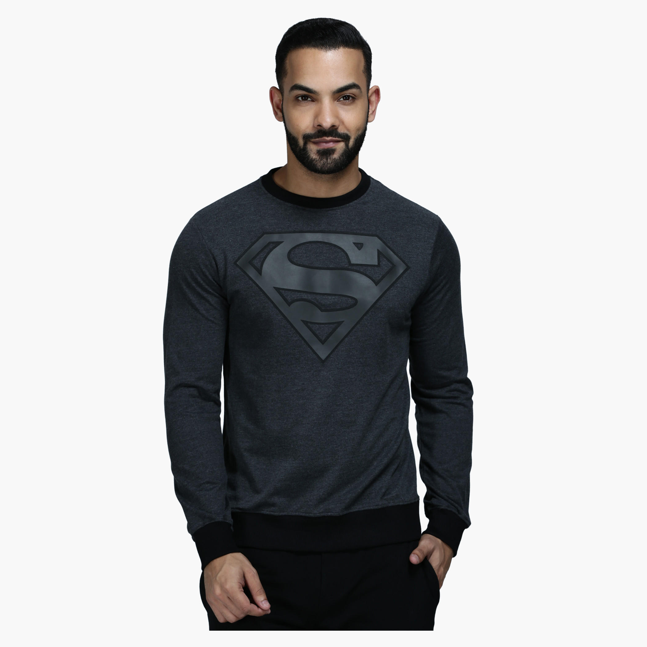 Printed Crew Neck Sweatshirt with Long Sleeves-men-winterwear-hoodiesandsweatshirts-image-1