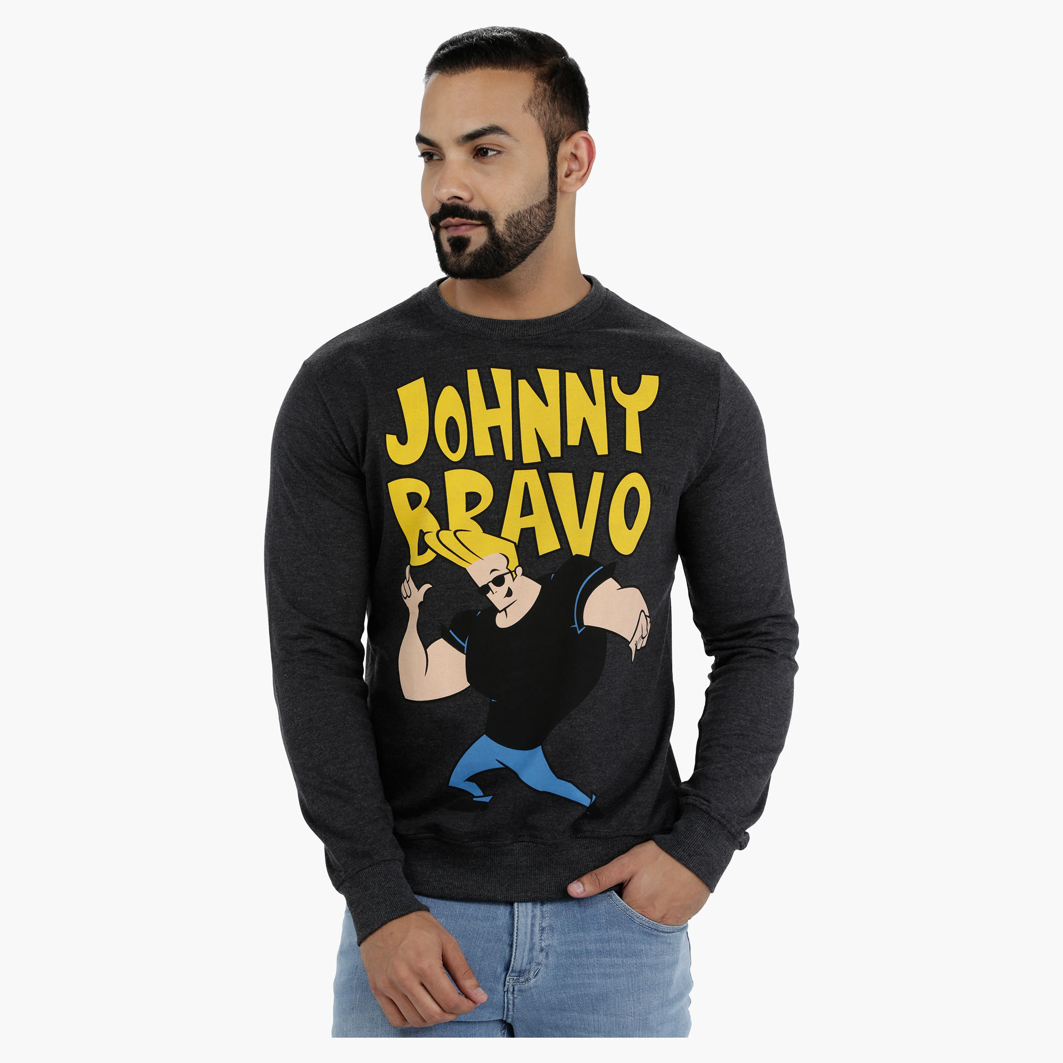 Johnny Bravo Printed Sweatshirt-men-winterwear-hoodiesandsweatshirts-image-1