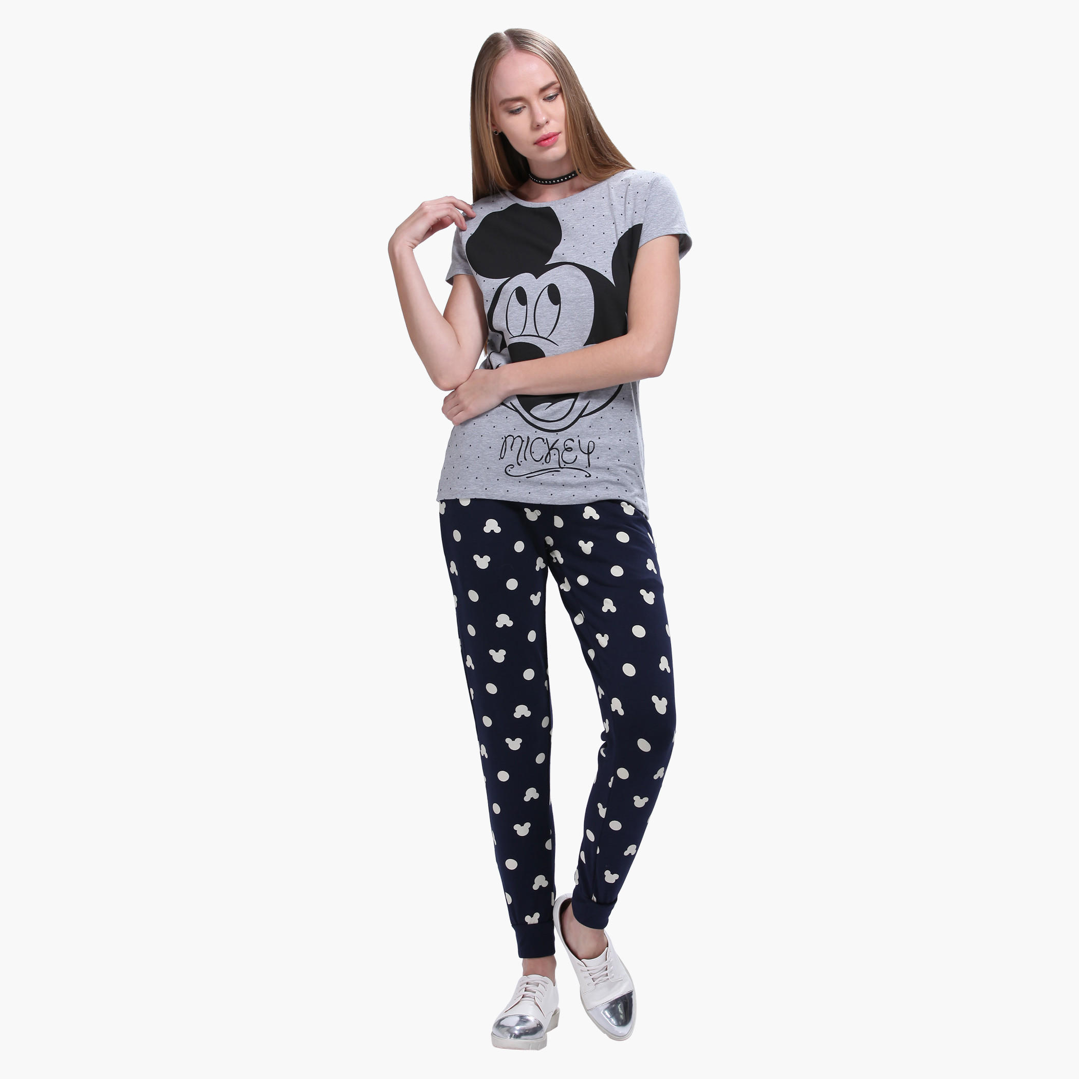 Mickey Mouse Printed T-shirt with Short Sleeves-women-clothing-tshirts-image-5