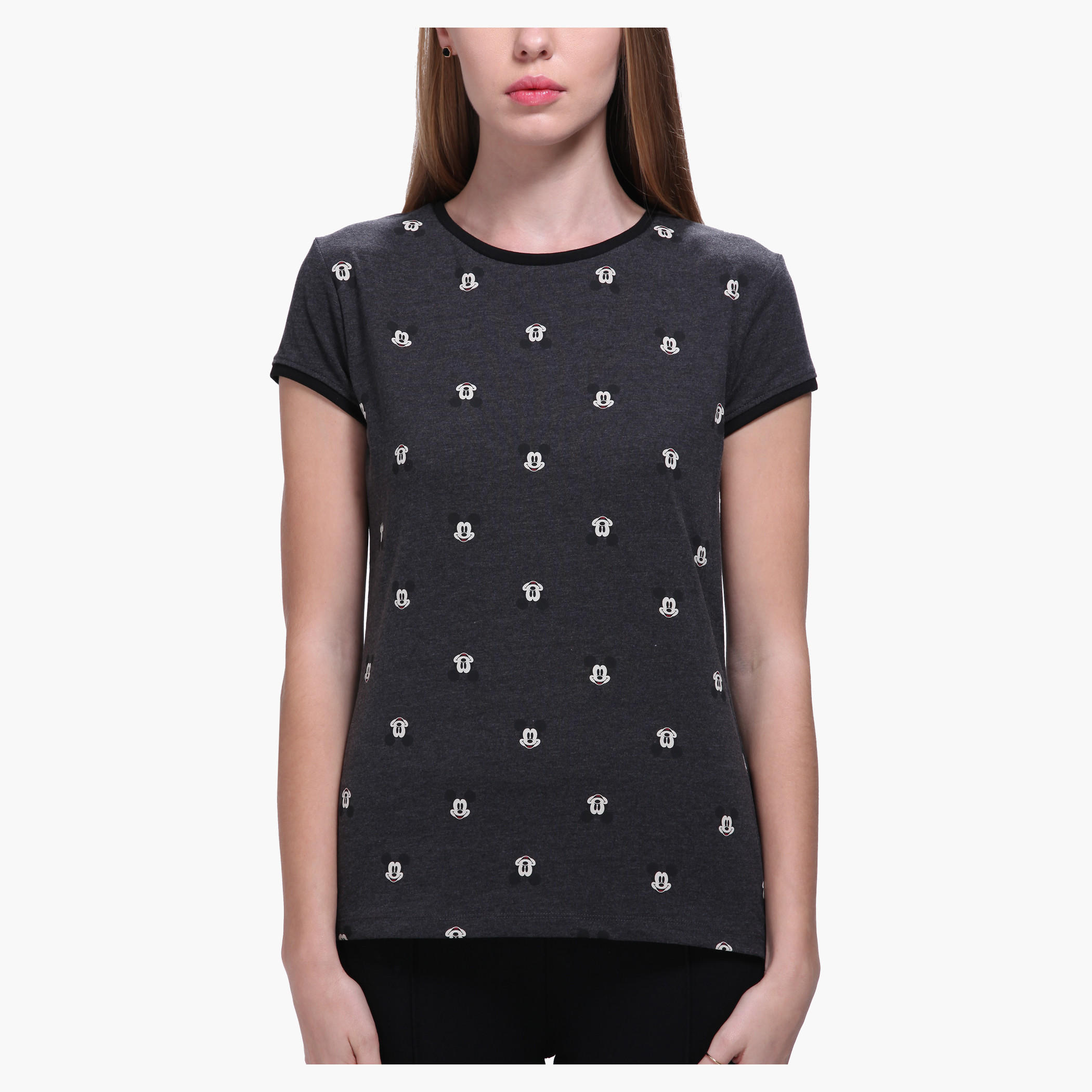Mickey Mouse All Over Print T-Shirt with Short Sleeves-women-clothing-tshirts-image-4