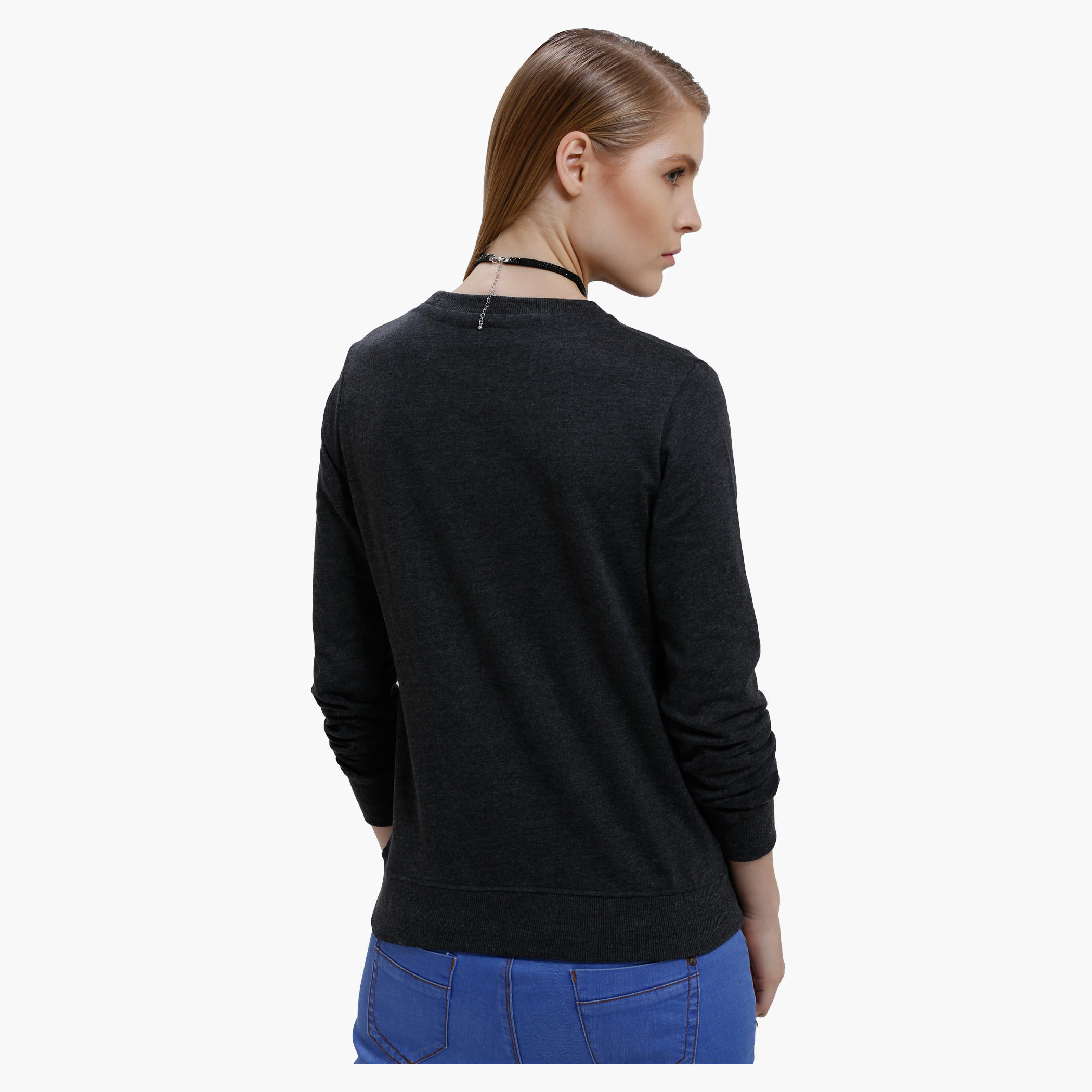 Printed Sweatshirt with Round Neck and Long Sleeves-women-winterwear-hoodiesandsweatshirts-sweatshirts-image-2