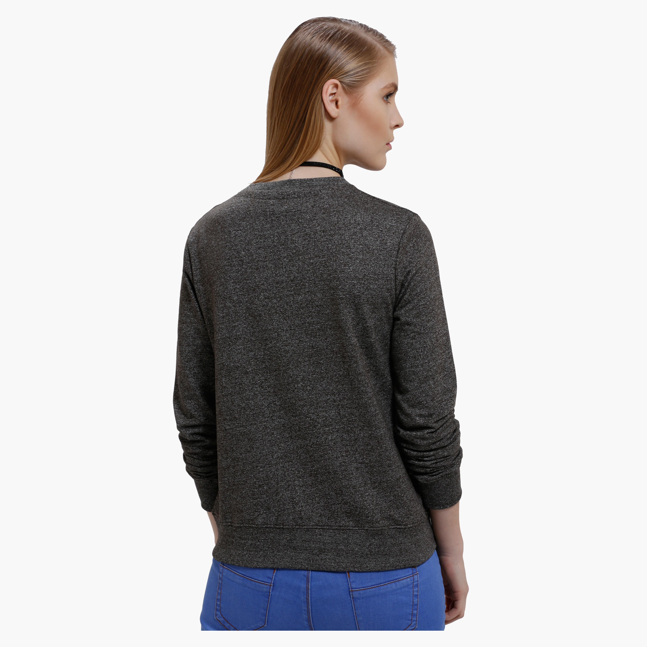 Printed Sweatshirt with Round Neck and Long Sleeves-women-winterwear-hoodiesandsweatshirts-sweatshirts-image-2