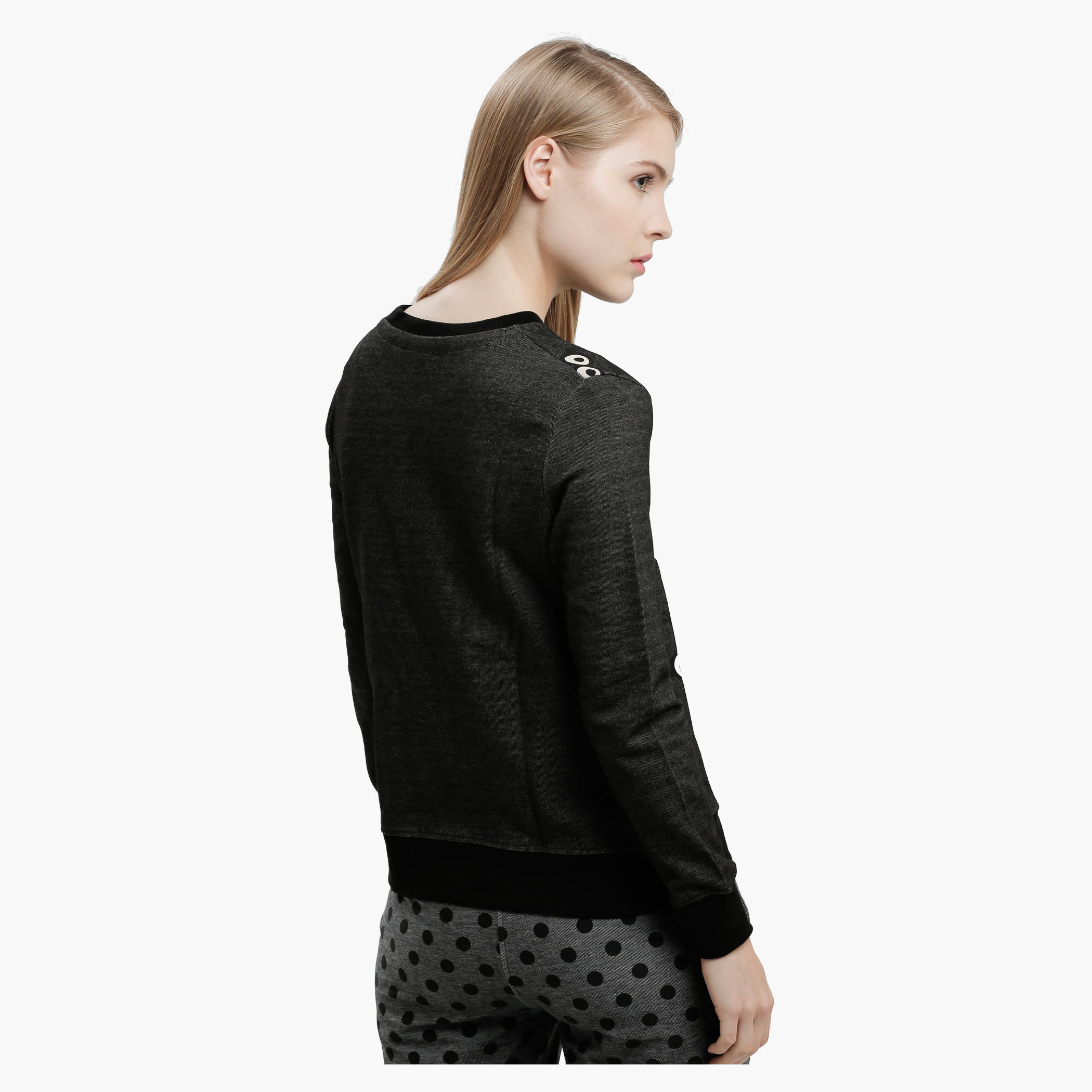 Printed Sweatshirt with Round Neck and Long Sleeves-women-winterwear-hoodiesandsweatshirts-sweatshirts-image-2